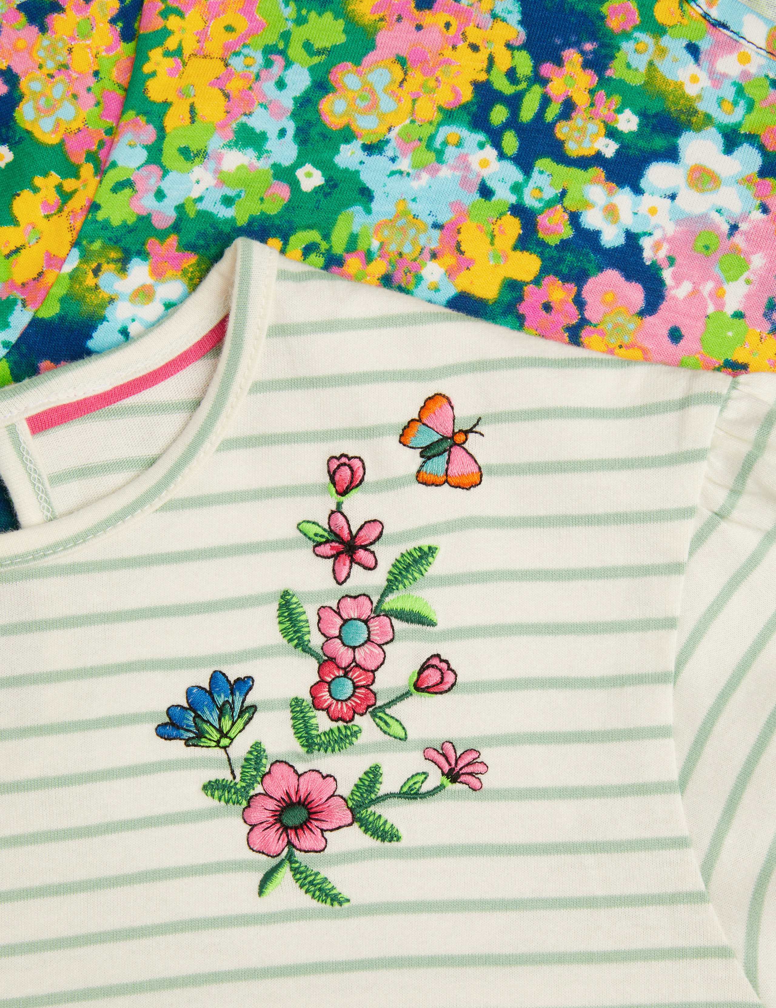 2pk Cotton Rich Stripe Floral T-Shirts (3-13 Yrs) 4 of 4