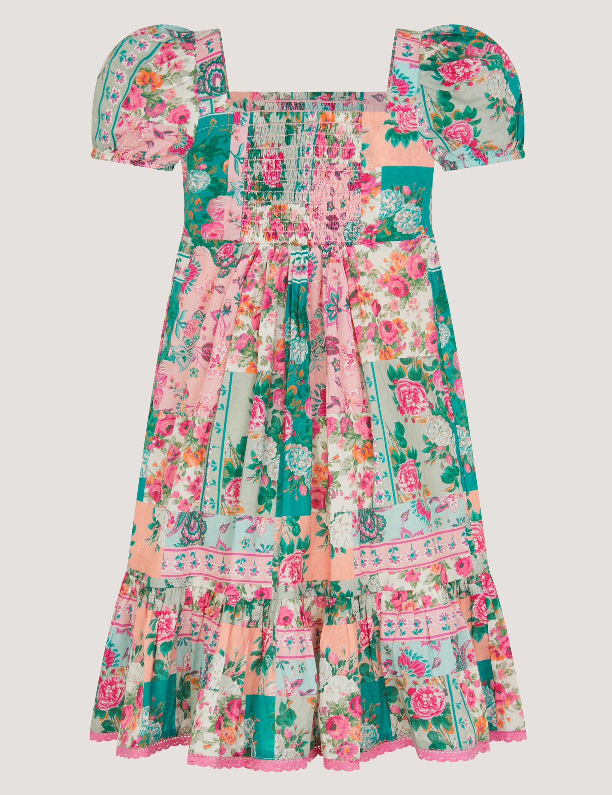 Pure Cotton Floral Shirred Tiered Dress (3-13 Years) 3 of 4