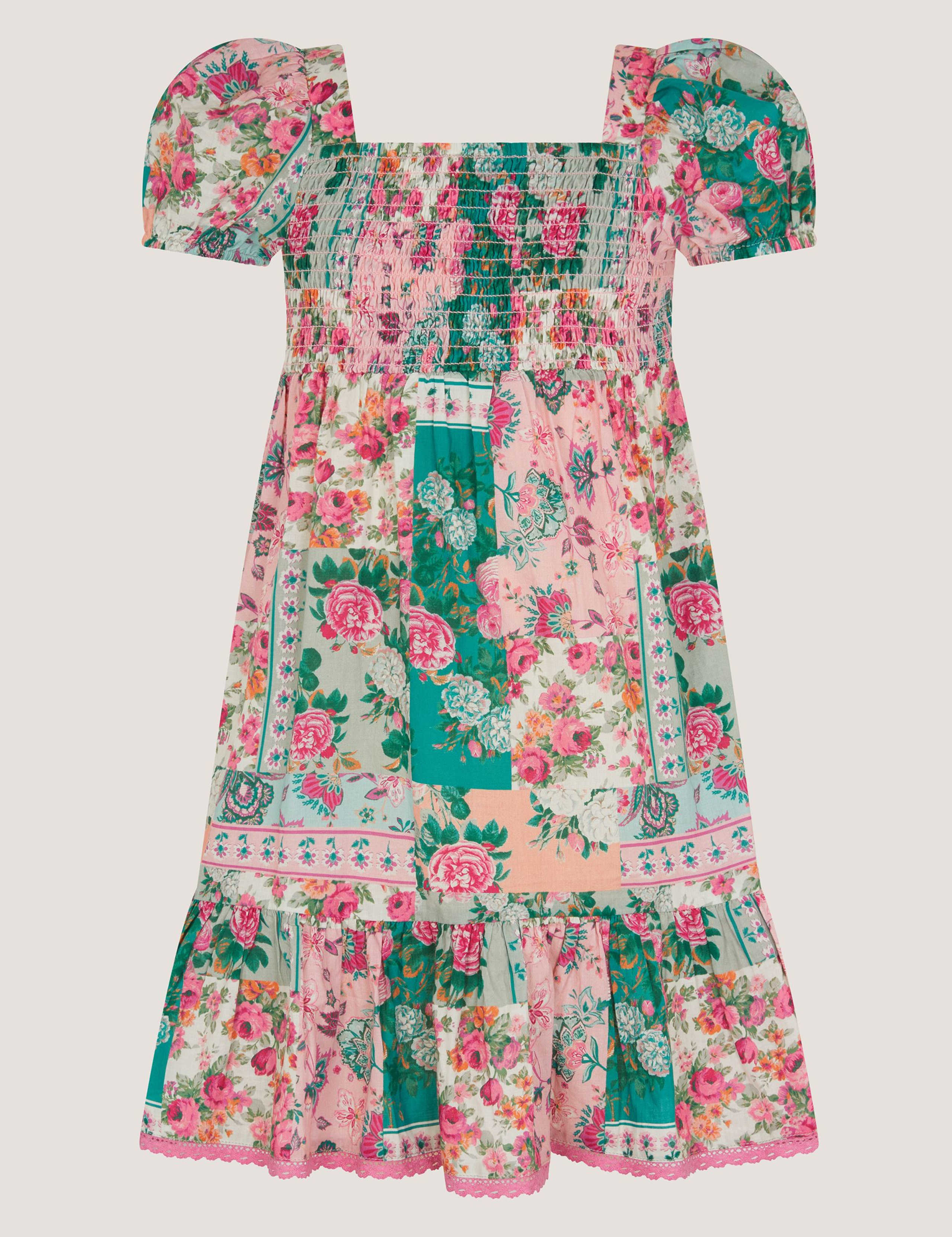 Pure Cotton Floral Shirred Tiered Dress (3-13 Years) 2 of 4