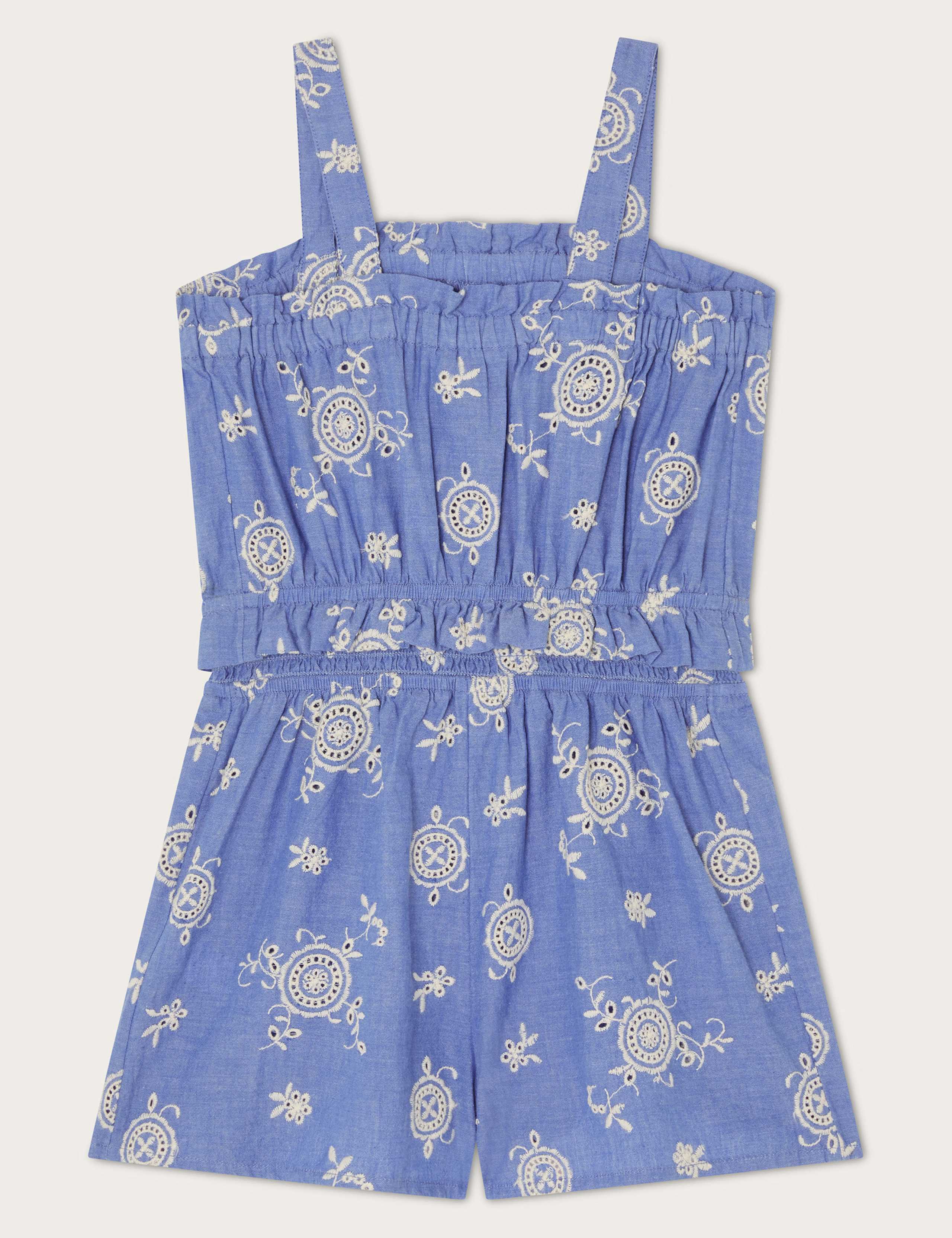 Pure Cotton Broderie Playsuit (2-13 Yrs) 2 of 3