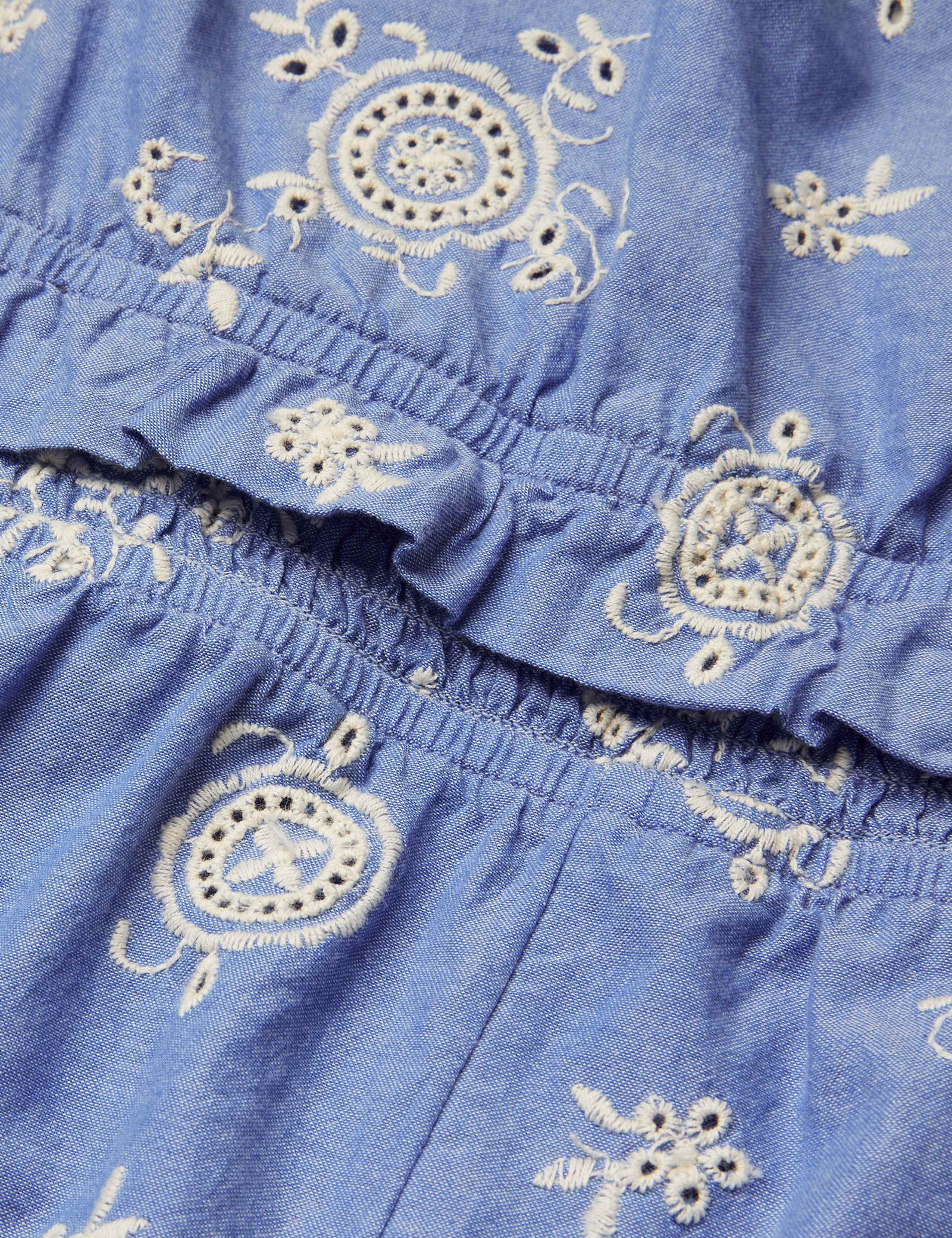 Pure Cotton Broderie Playsuit (2-13 Yrs) 3 of 3