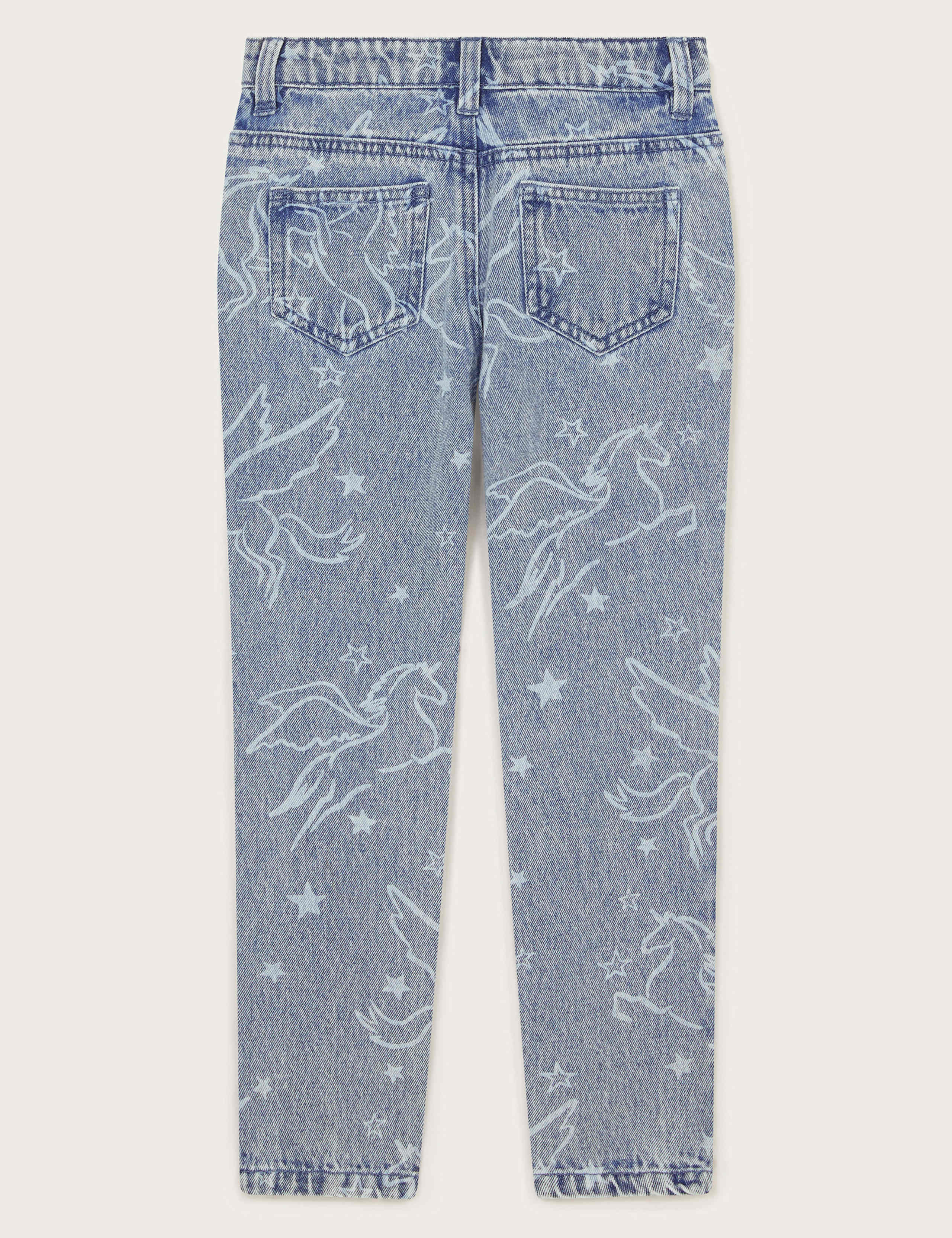Pure Cotton Rhinestone Unicorn Straight Jeans (3-13 Yrs) 2 of 4