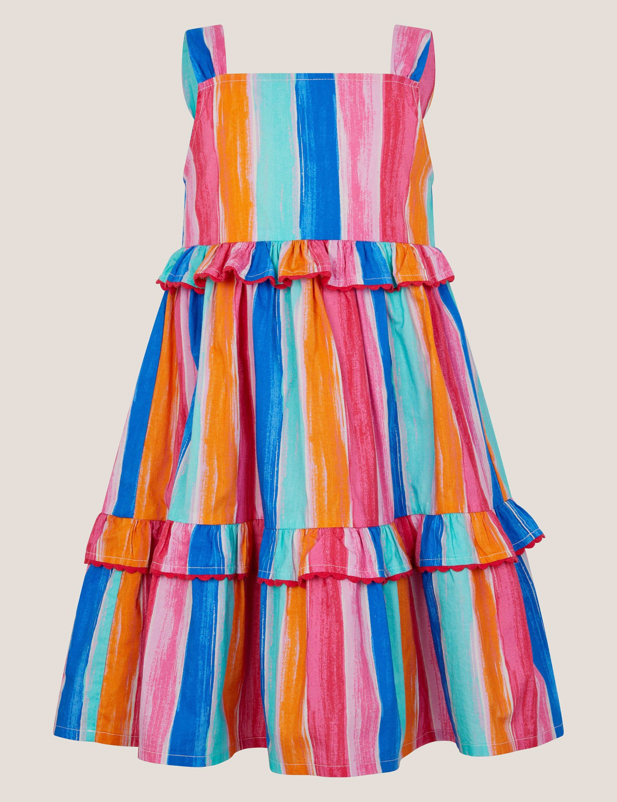 Pure Cotton Striped Tiered Dress (2-13 Years) 1 of 3