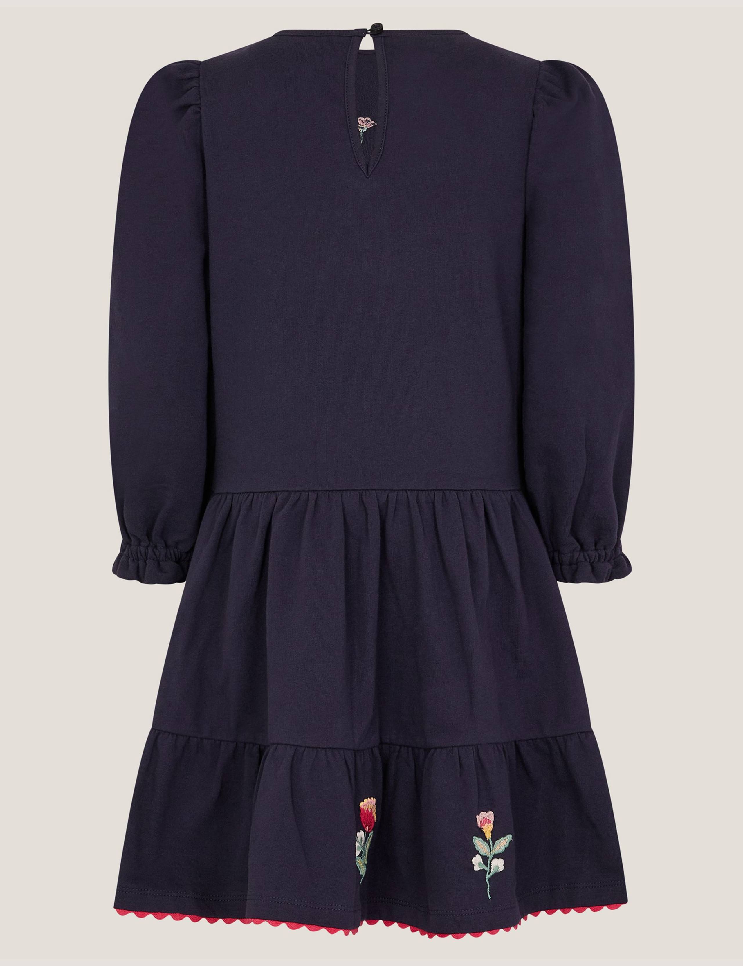 Pure Cotton Floral Embroidered Tiered Dress (3-13 Yrs) 4 of 4