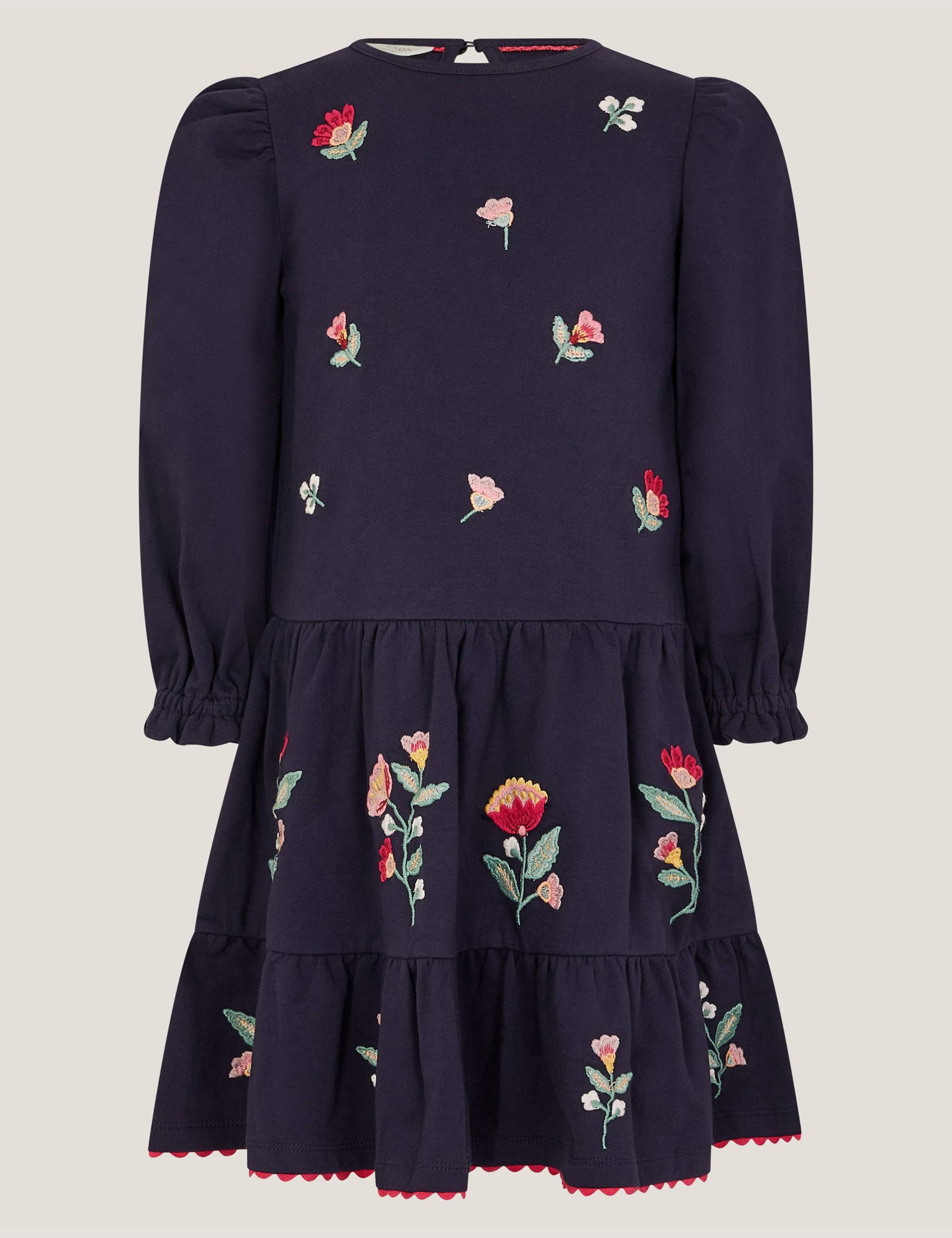 Pure Cotton Floral Embroidered Tiered Dress (3-13 Years) 2 of 4