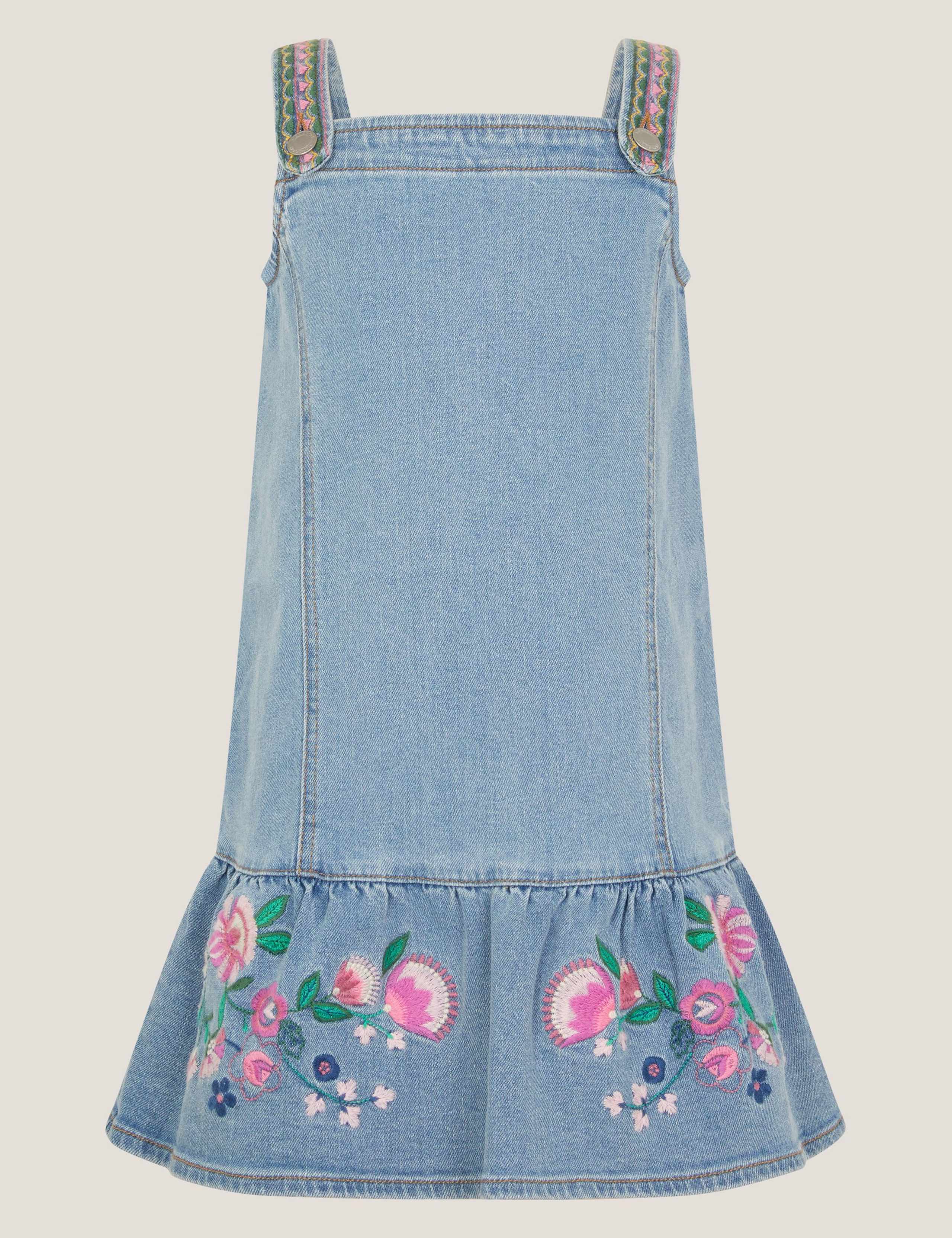 Cotton Rich Denim Embroidered Frill Dress (3-13 Yrs) 4 of 4