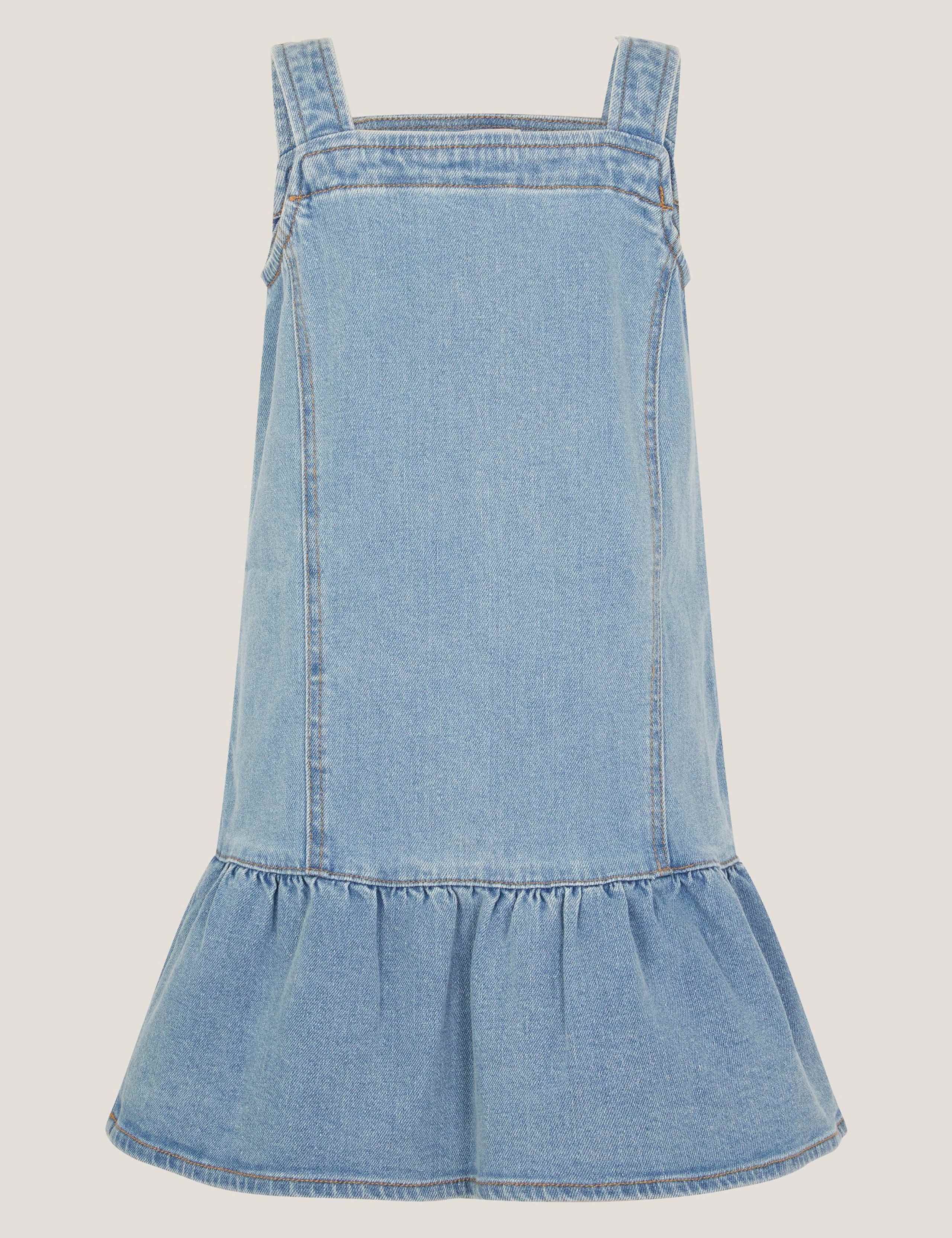 Cotton Rich Denim Embroidered Frill Dress (3-13 Years) 2 of 4