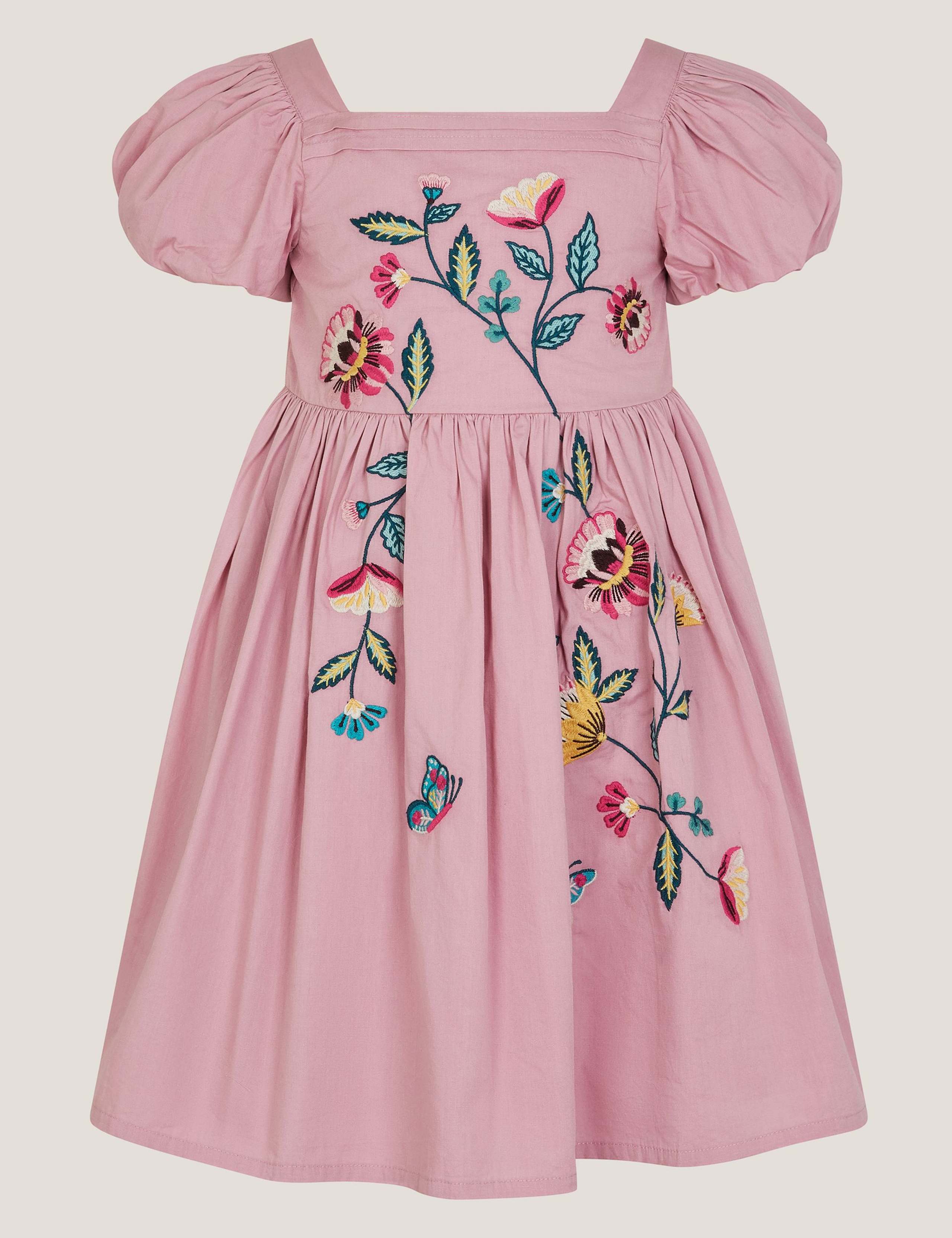 Pure Cotton Floral Embroidered Dress (3-14 Yrs) 2 of 4