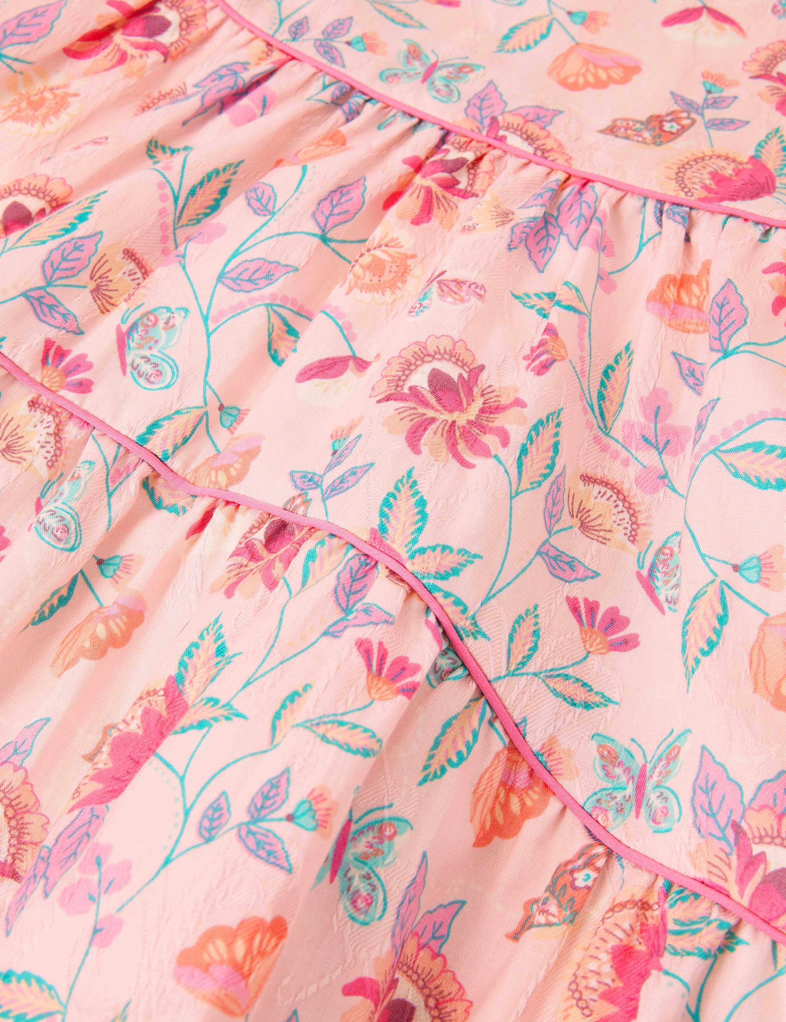 Pure Cotton Floral Jacquard Ruffle Dress (3-15 Yrs) 2 of 2