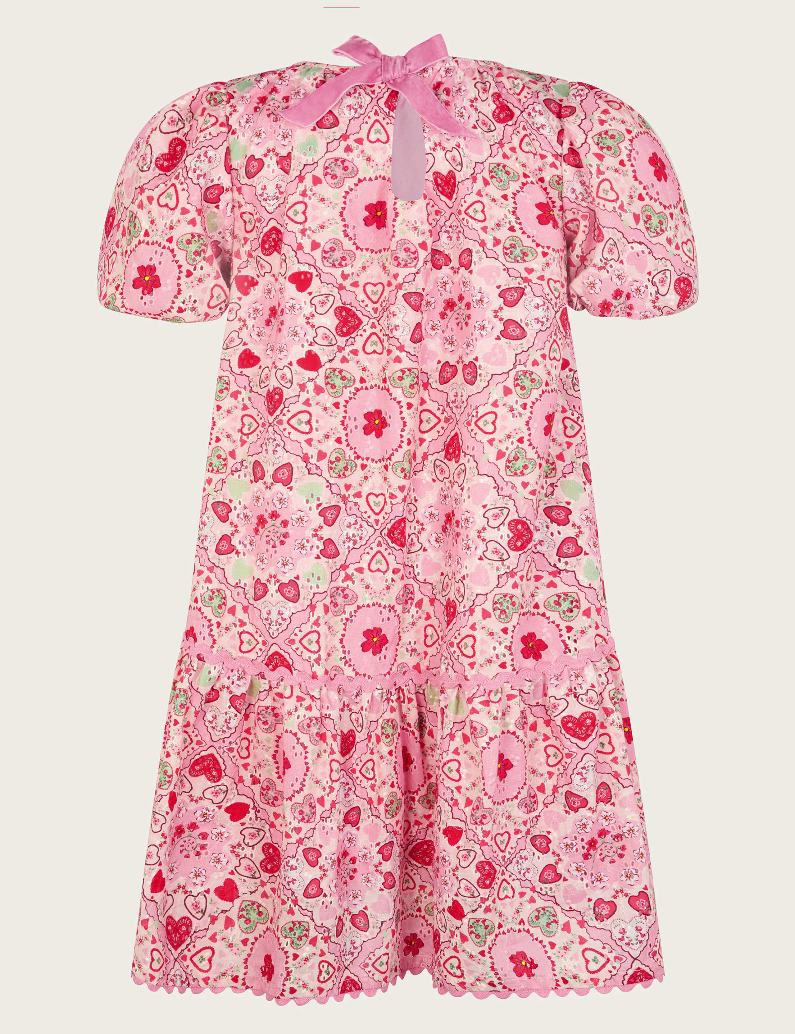 Pure Cotton Heart Print Tiered Dress (3-13 Yrs) 2 of 3