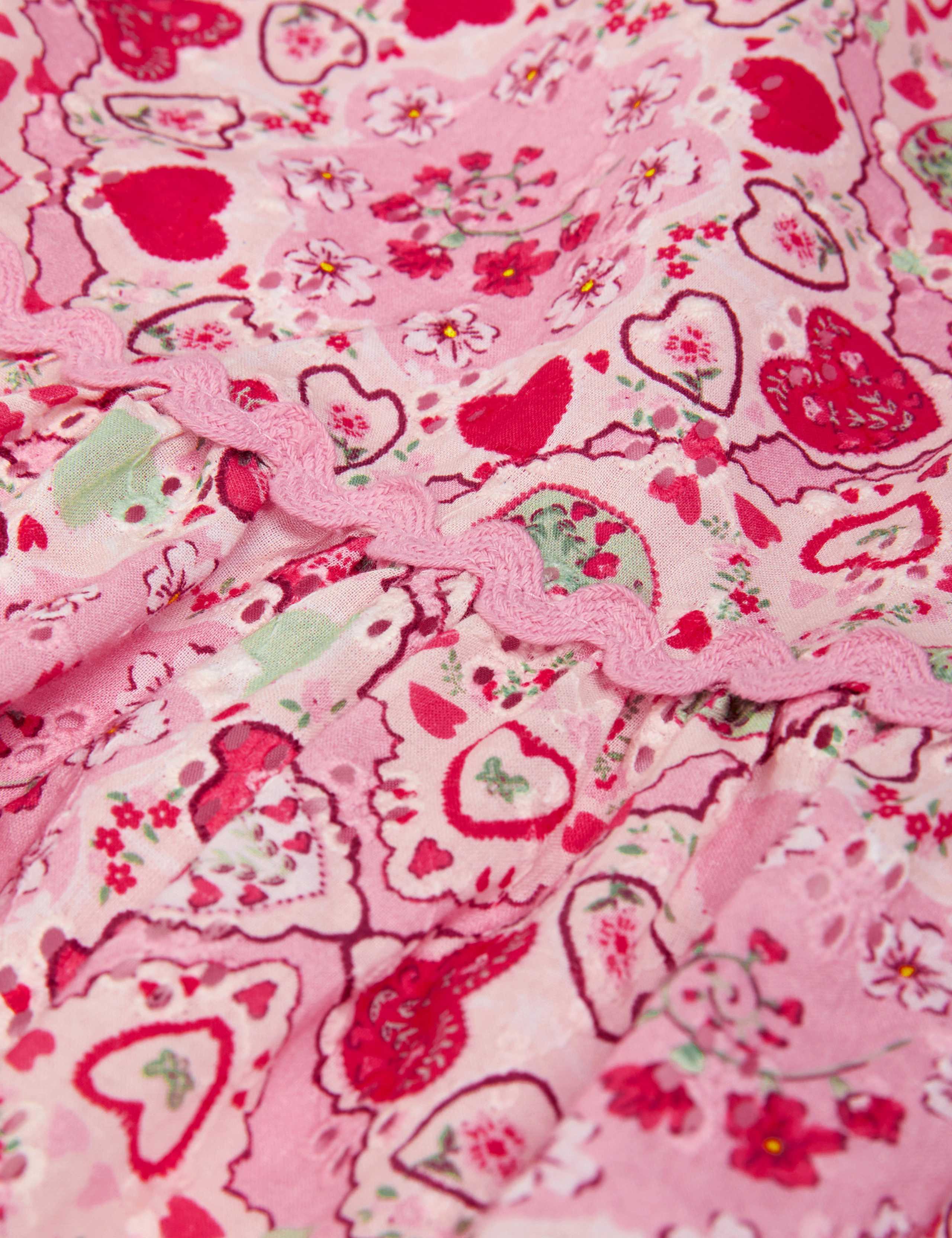 Pure Cotton Heart Print Tiered Dress (3-13 Yrs) 3 of 3