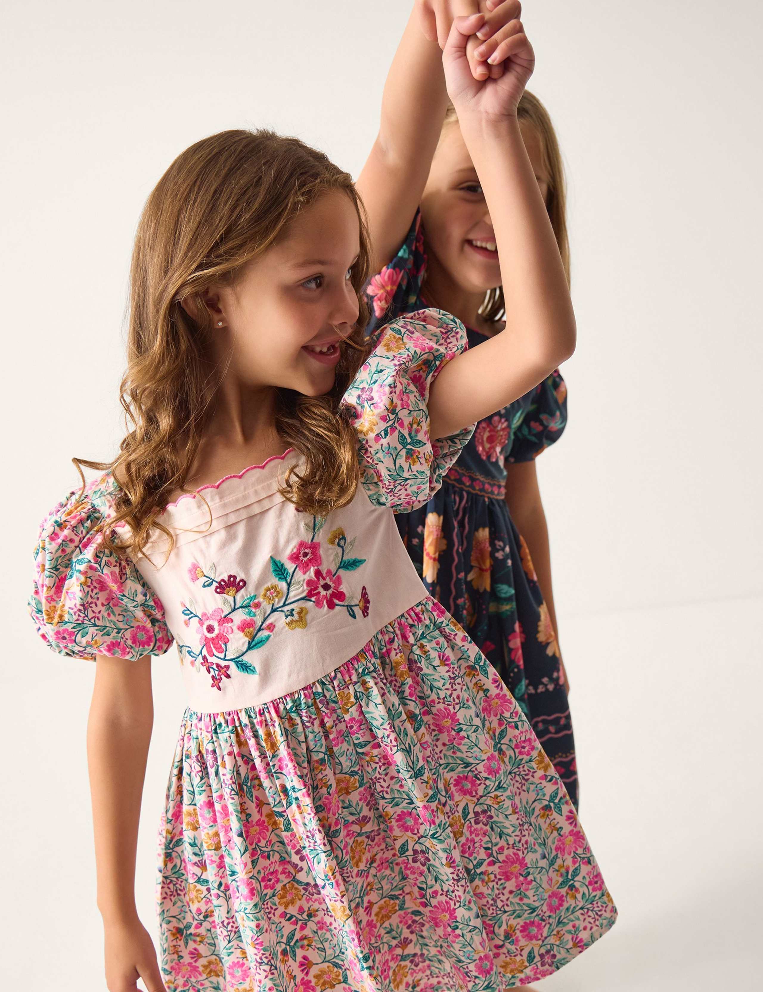 Pure Cotton Embroidered Floral Dress (3-13 Years) 1 of 4