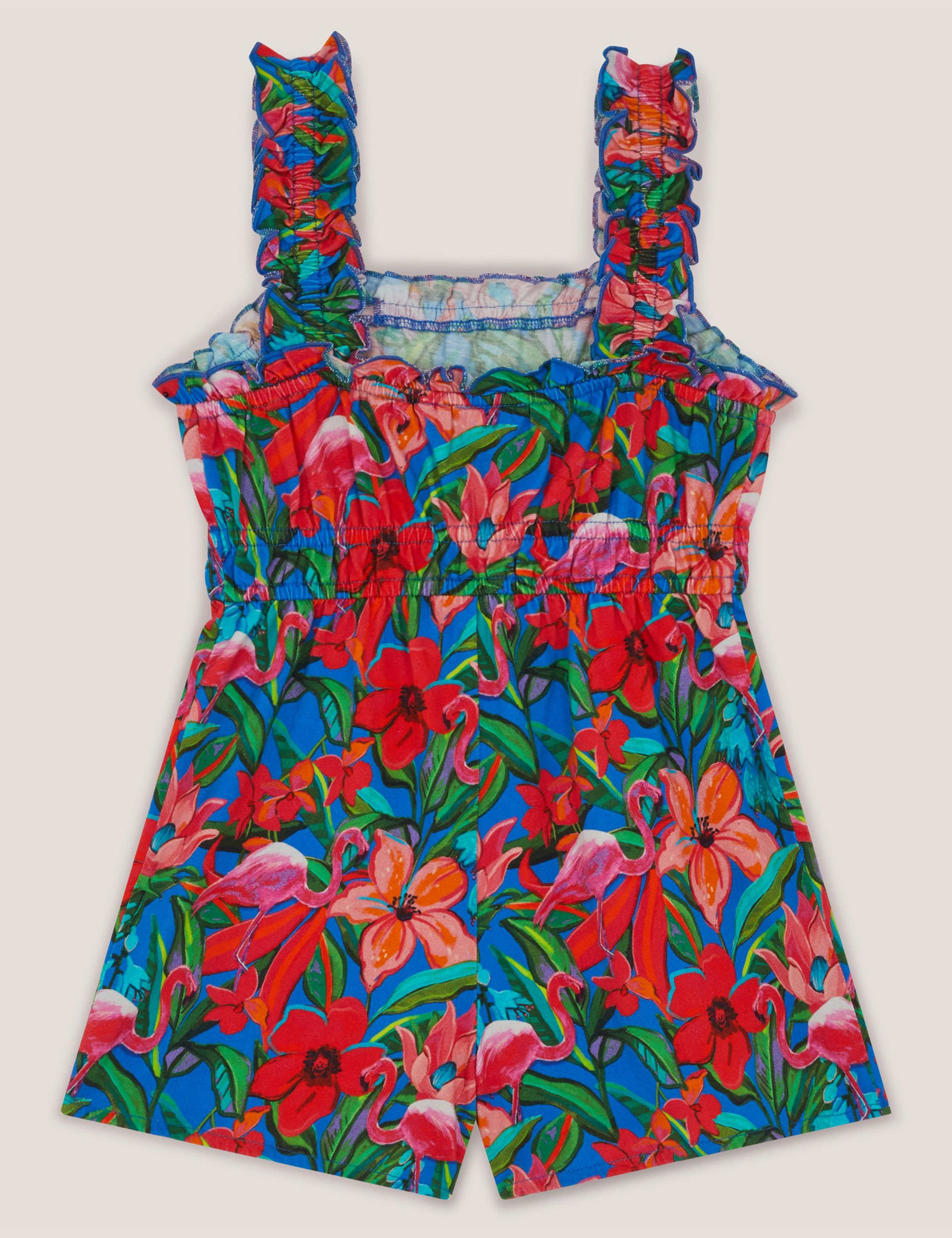 Pure Cotton Jersey Tropical Print Playsuit (3-15 Yrs) 3 of 3