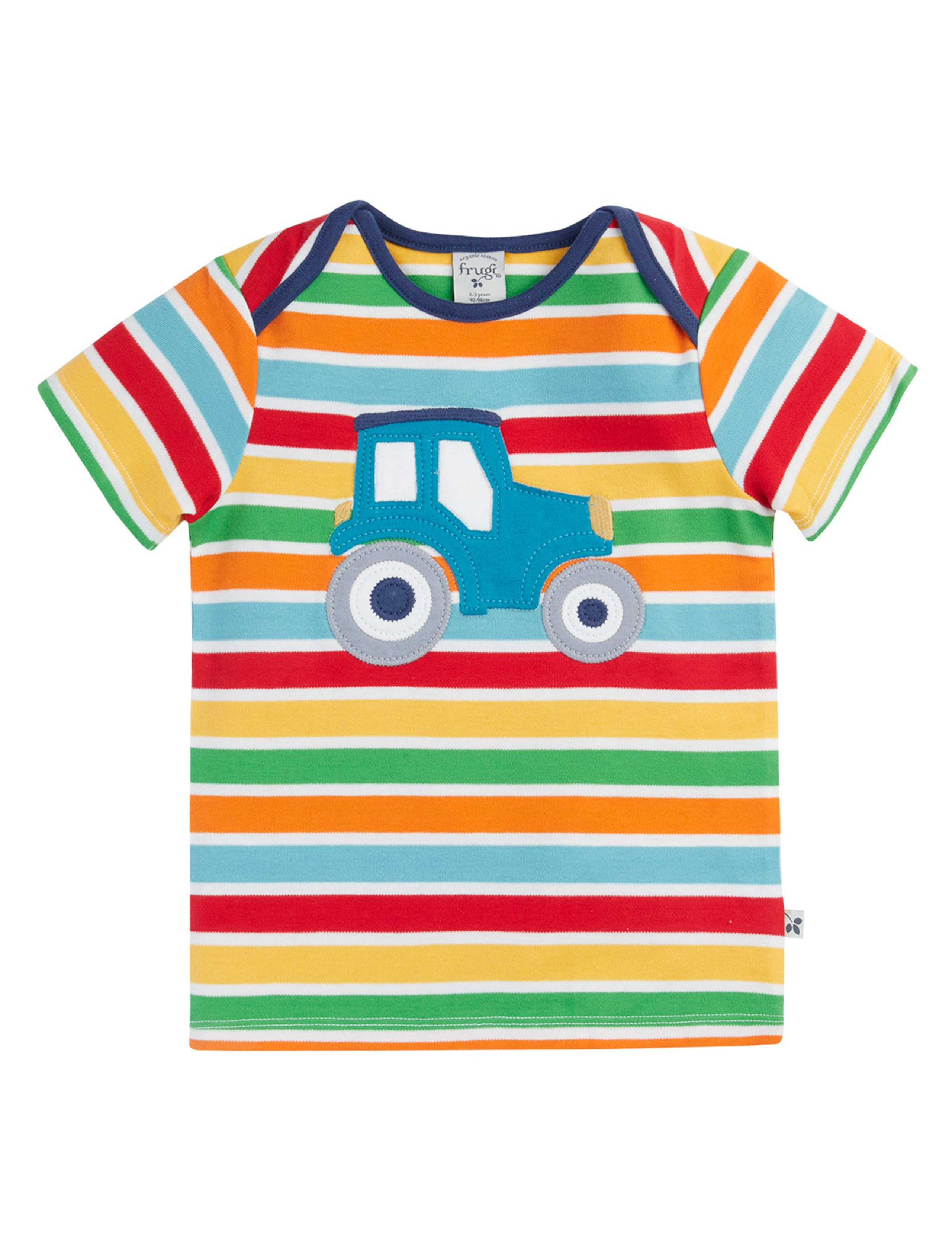 Pure Cotton Striped Vehicle T-Shirt (3 Mths-5 Yrs) 1 of 3