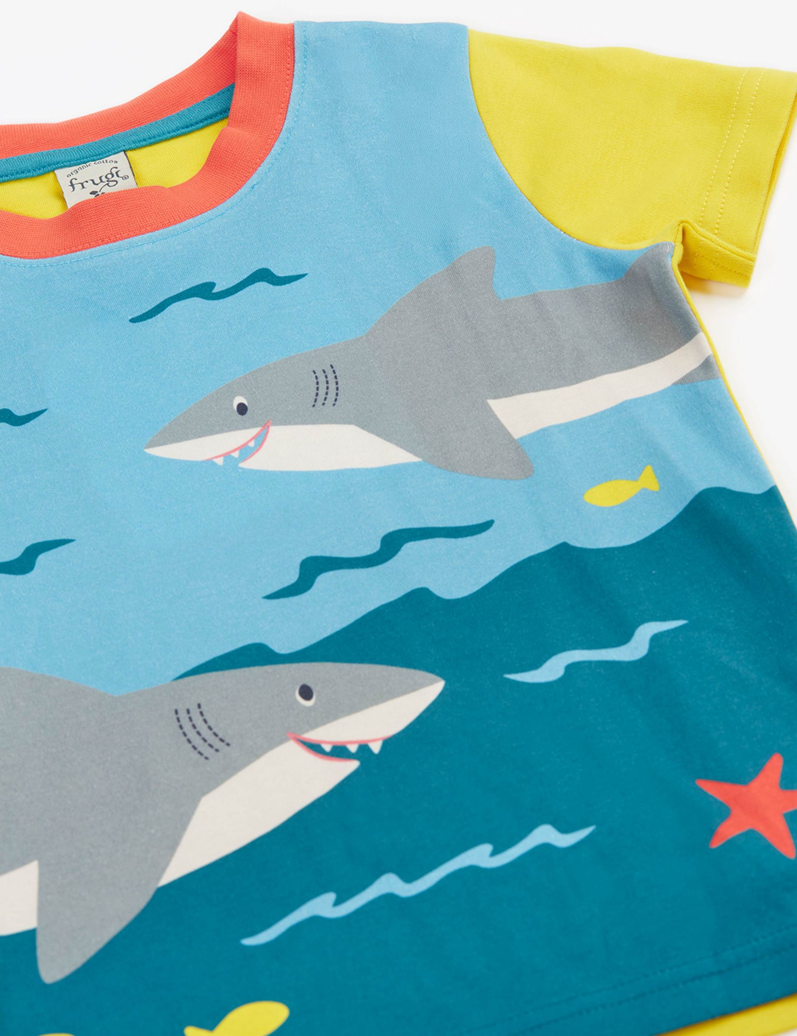 Pure Cotton Shark Print T-Shirt (3 Mths-8 Yrs) 3 of 4