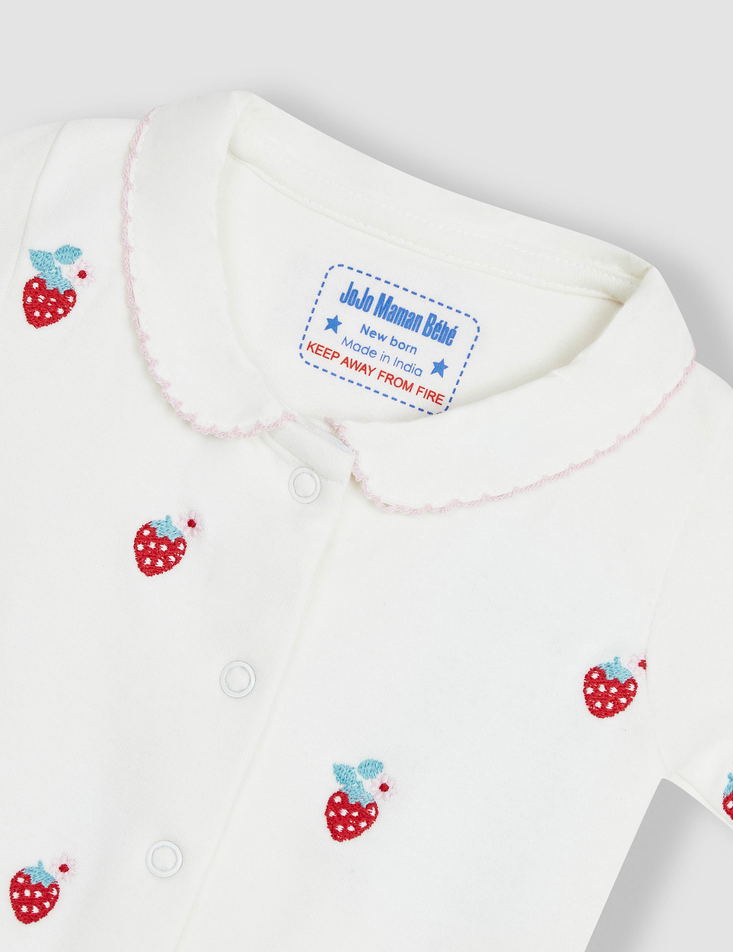 Pure Cotton Strawberry Sleepsuit (7lbs-1 Yrs) 3 of 3