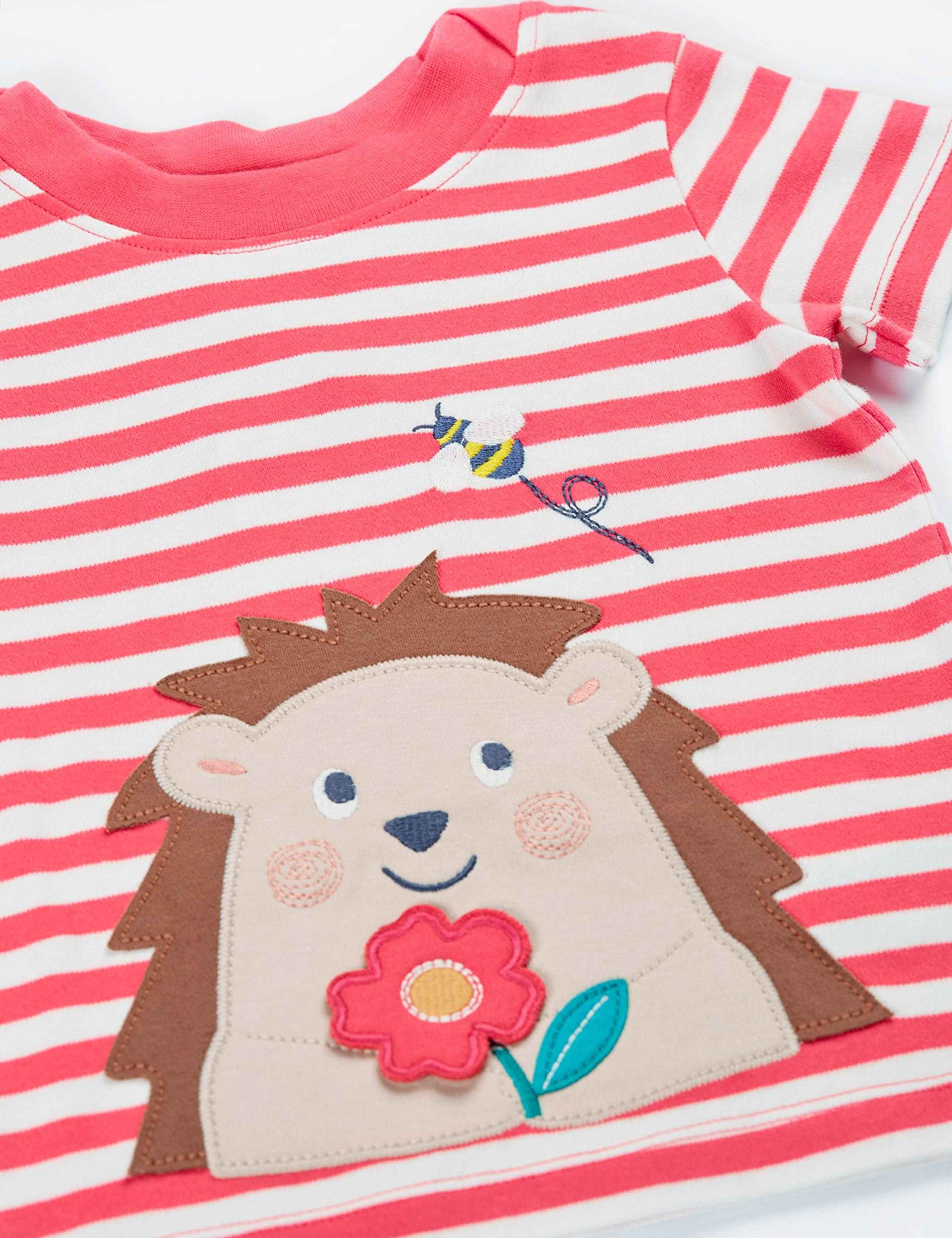 Pure Cotton Striped Hedgehog T-Shirt (3 Months-8 Years) 2 of 4