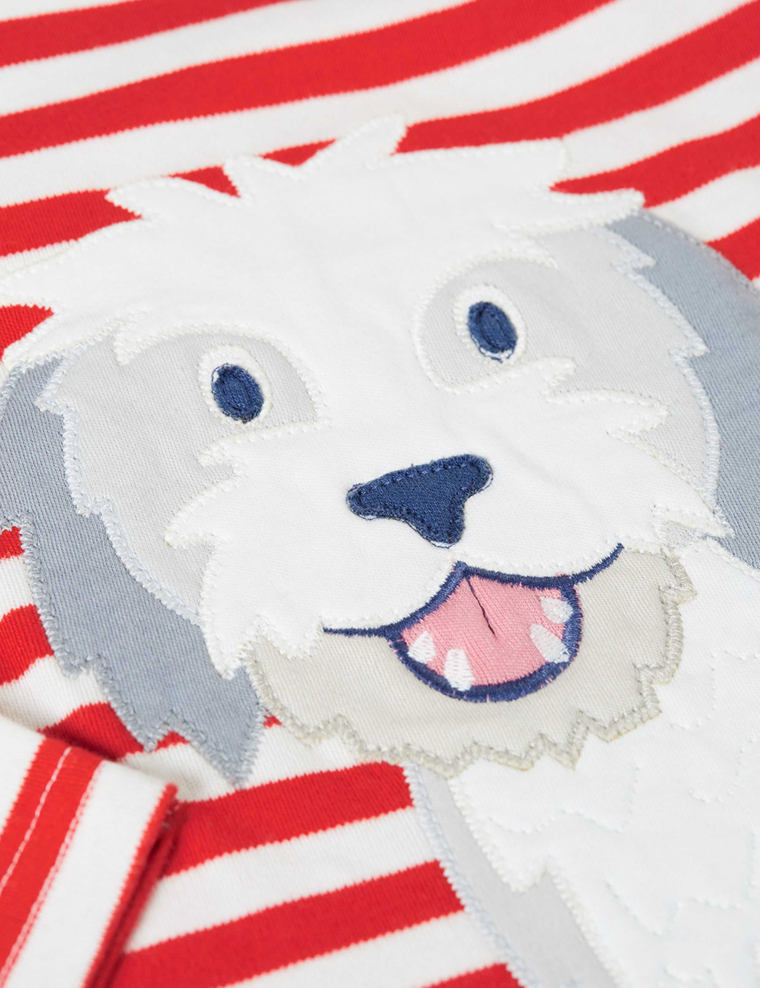 Pure Cotton Striped Dog Applique Top (1-10 Years) 3 of 5