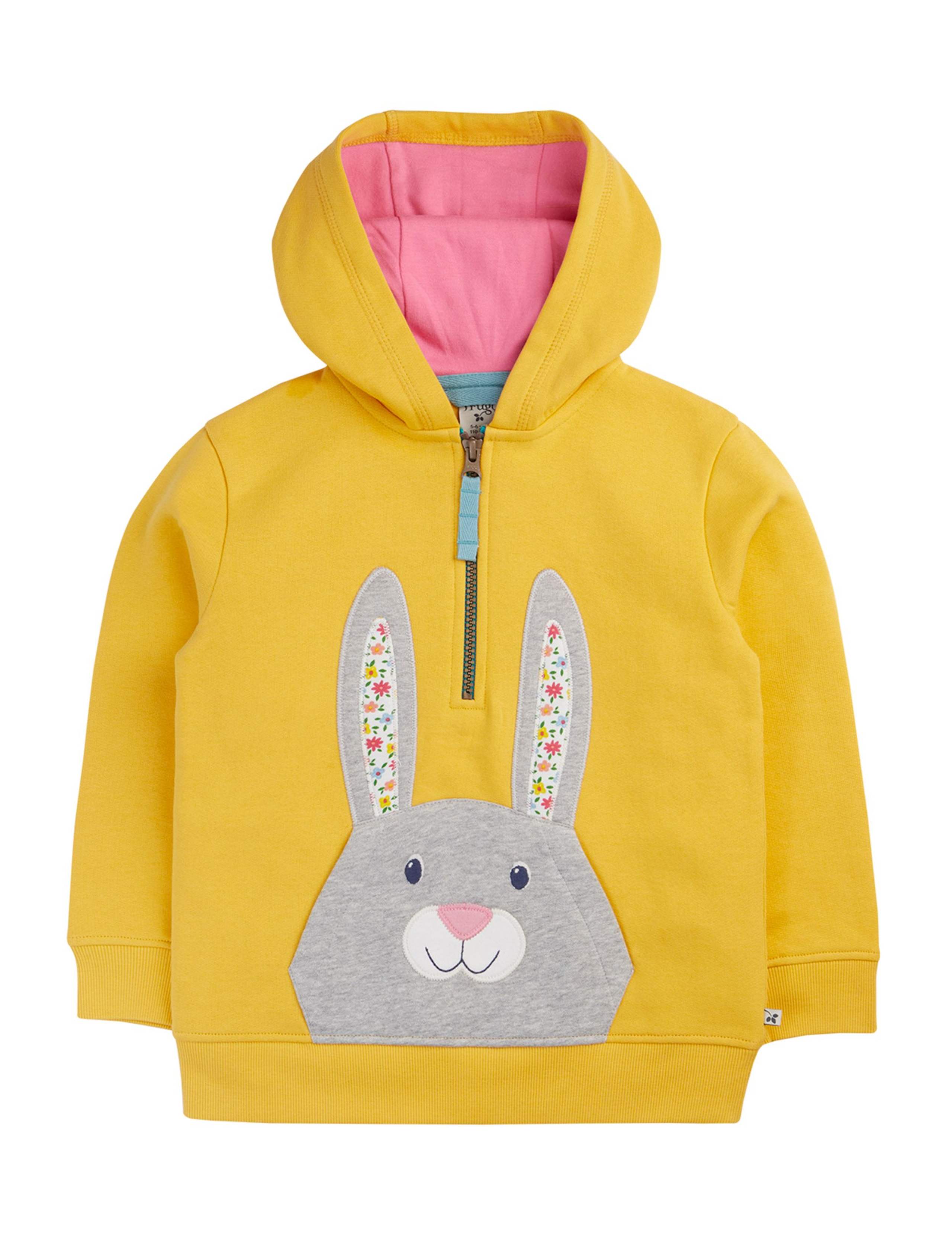 Pure Cotton Bunny Half Zip Hoodie (1-10 Yrs) 1 of 3