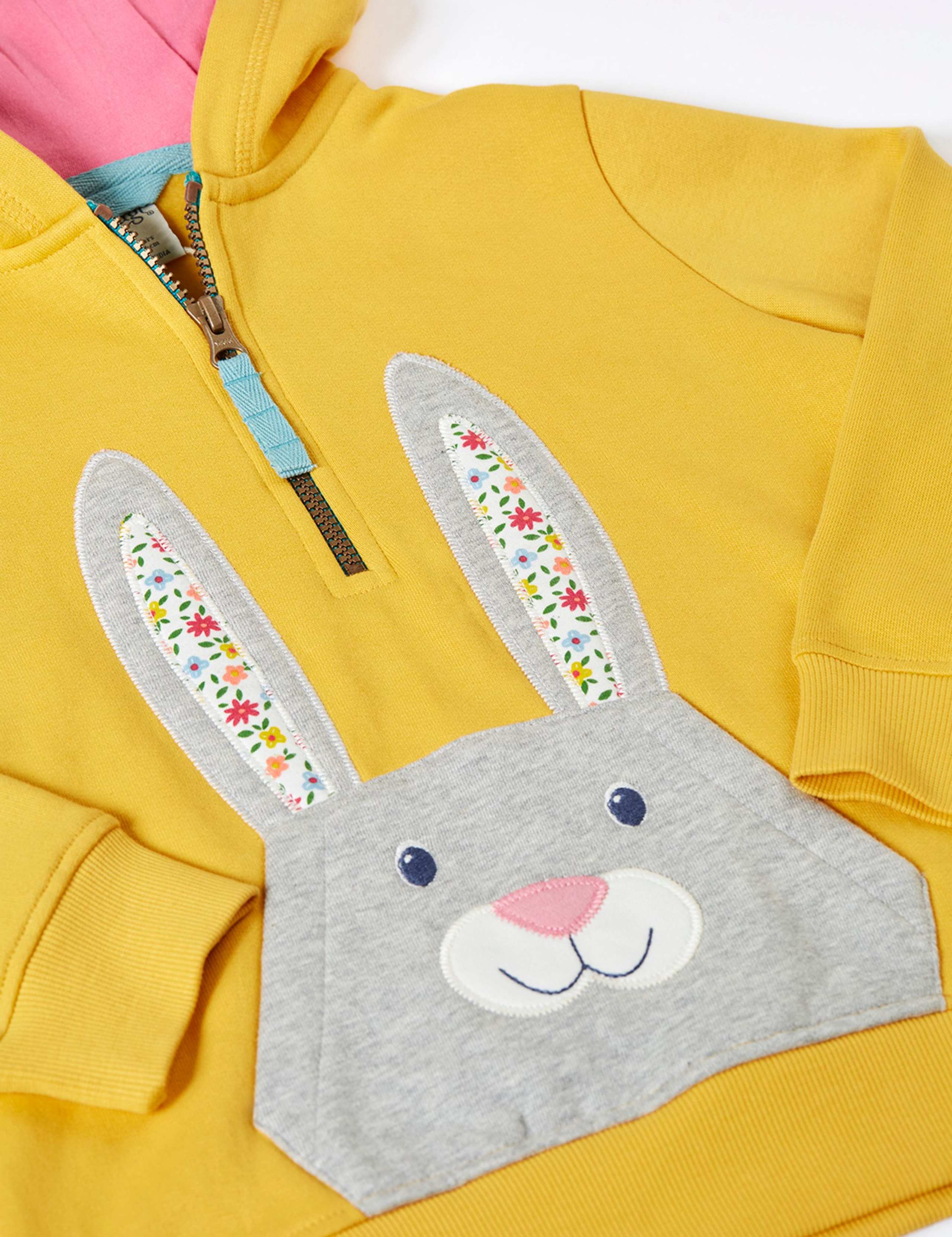 Pure Cotton Bunny Half Zip Hoodie (1-10 Yrs) 2 of 3