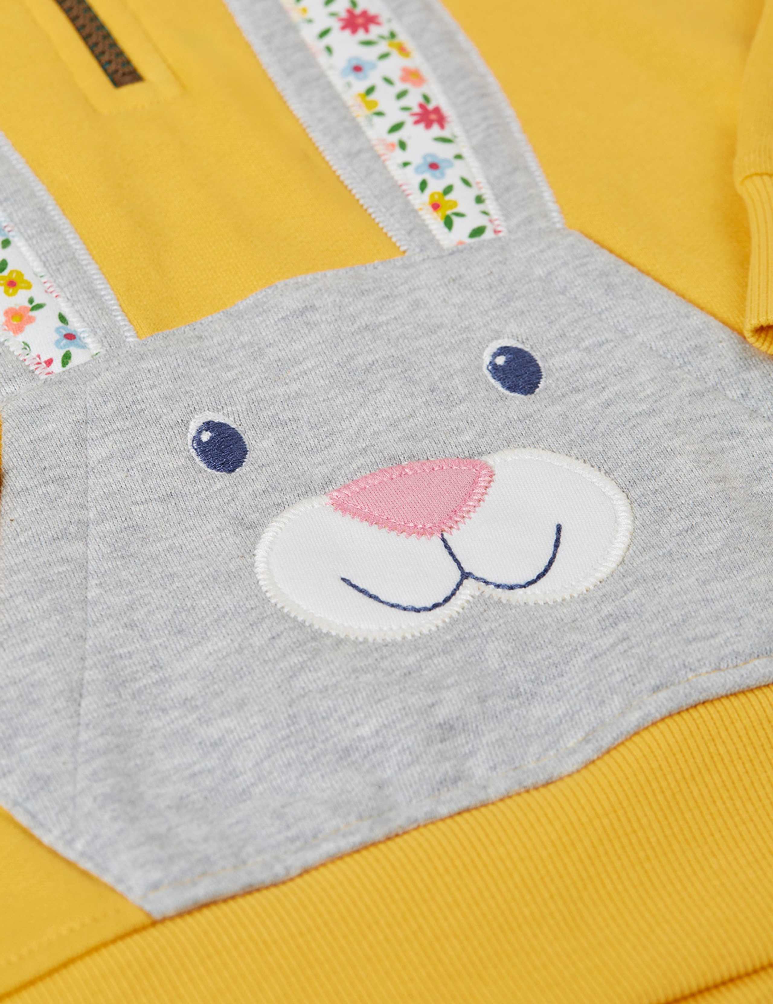 Pure Cotton Bunny Half Zip Hoodie (1-10 Yrs) 3 of 3