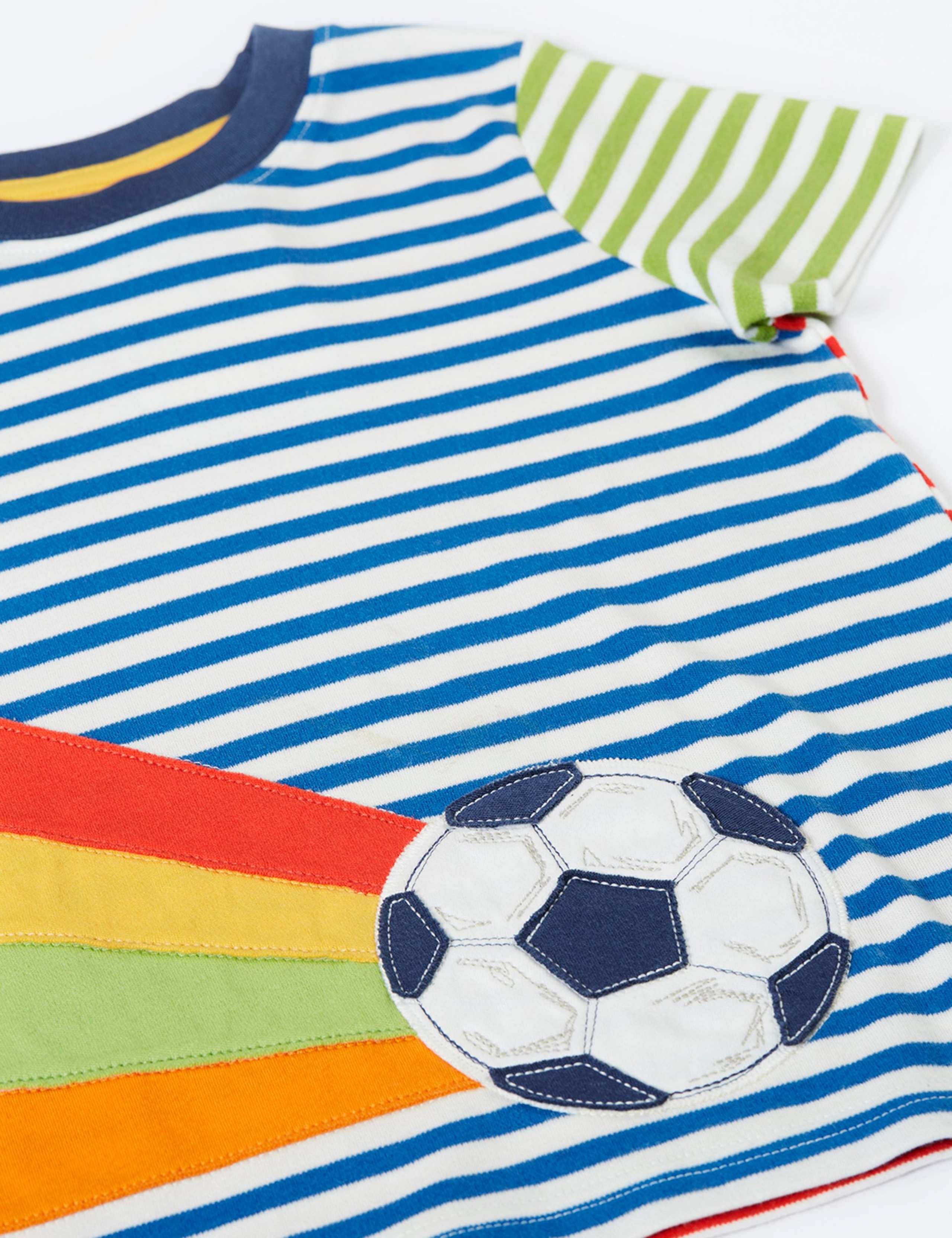Pure Cotton Football Striped T-Shirt (1-10 Yrs) 2 of 4