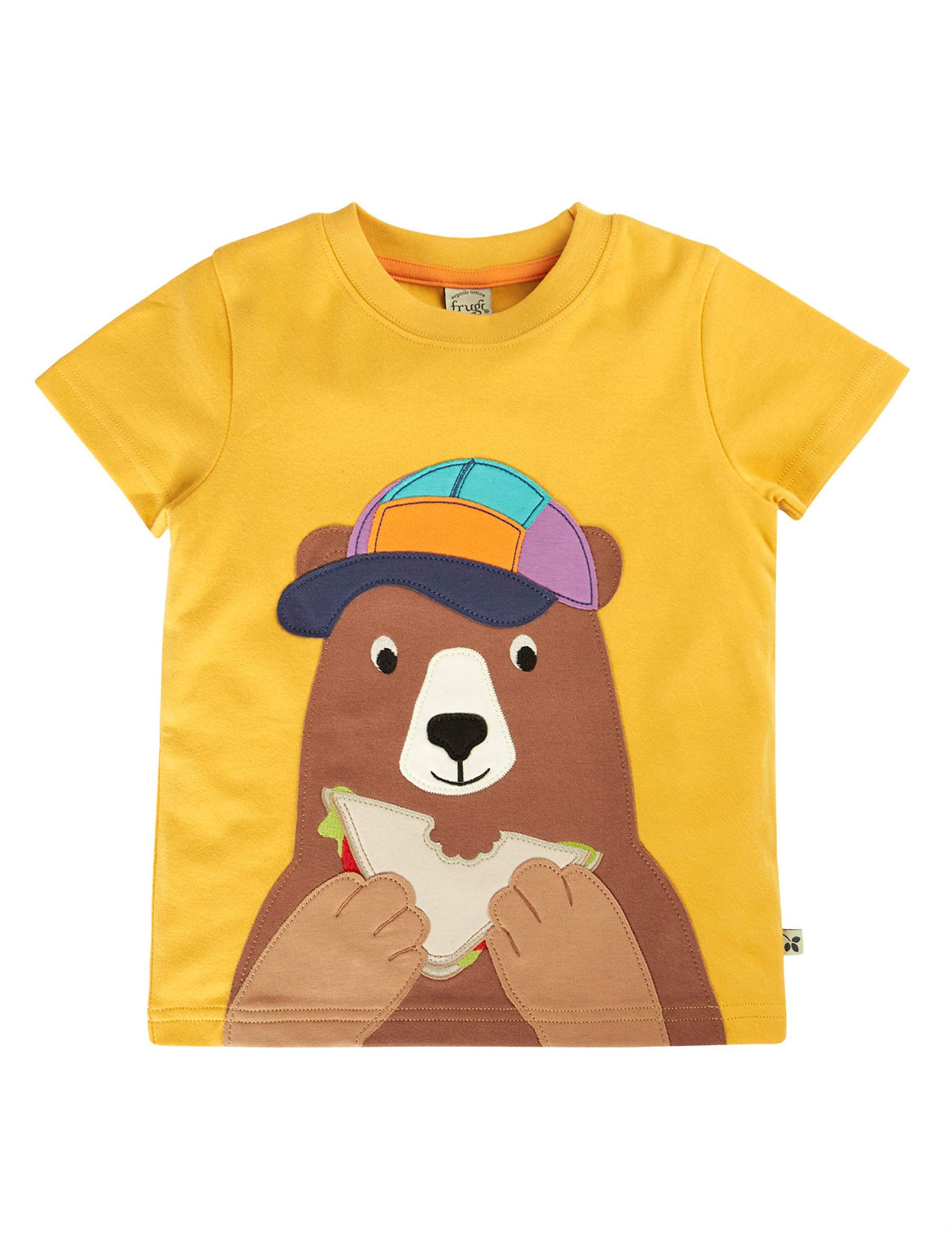 Pure Cotton Bear Appliqué T-Shirt (1-10 Yrs) 1 of 4