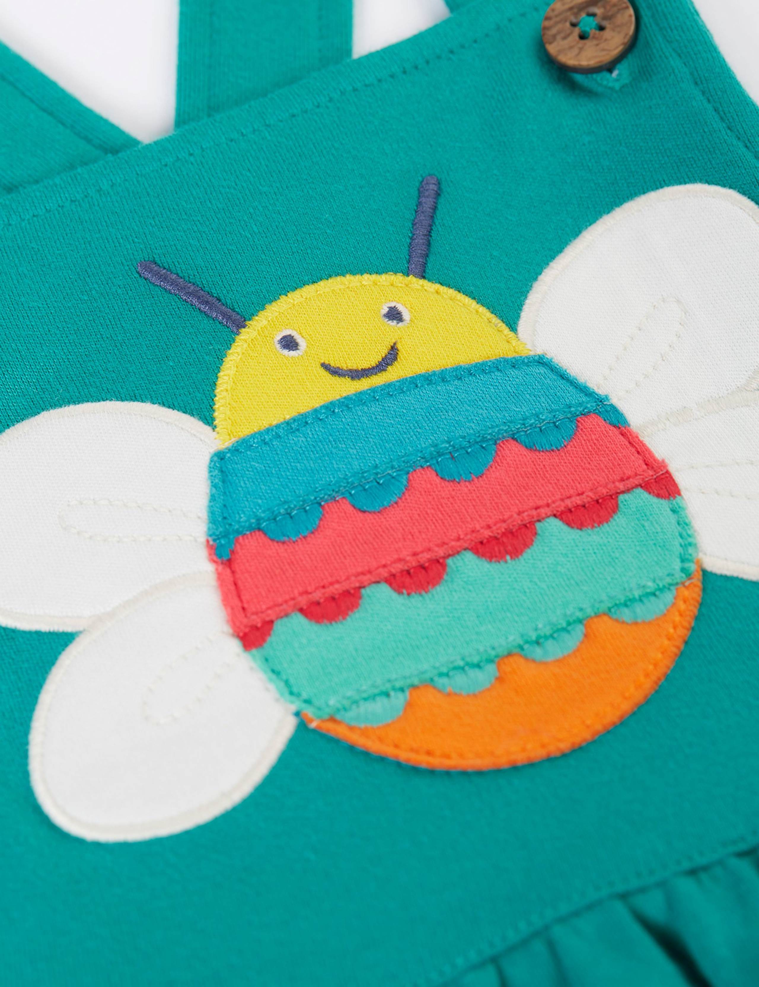 Pure Cotton Bee Applique Pinafore Dress (3 Mths-8 Yrs) 3 of 6