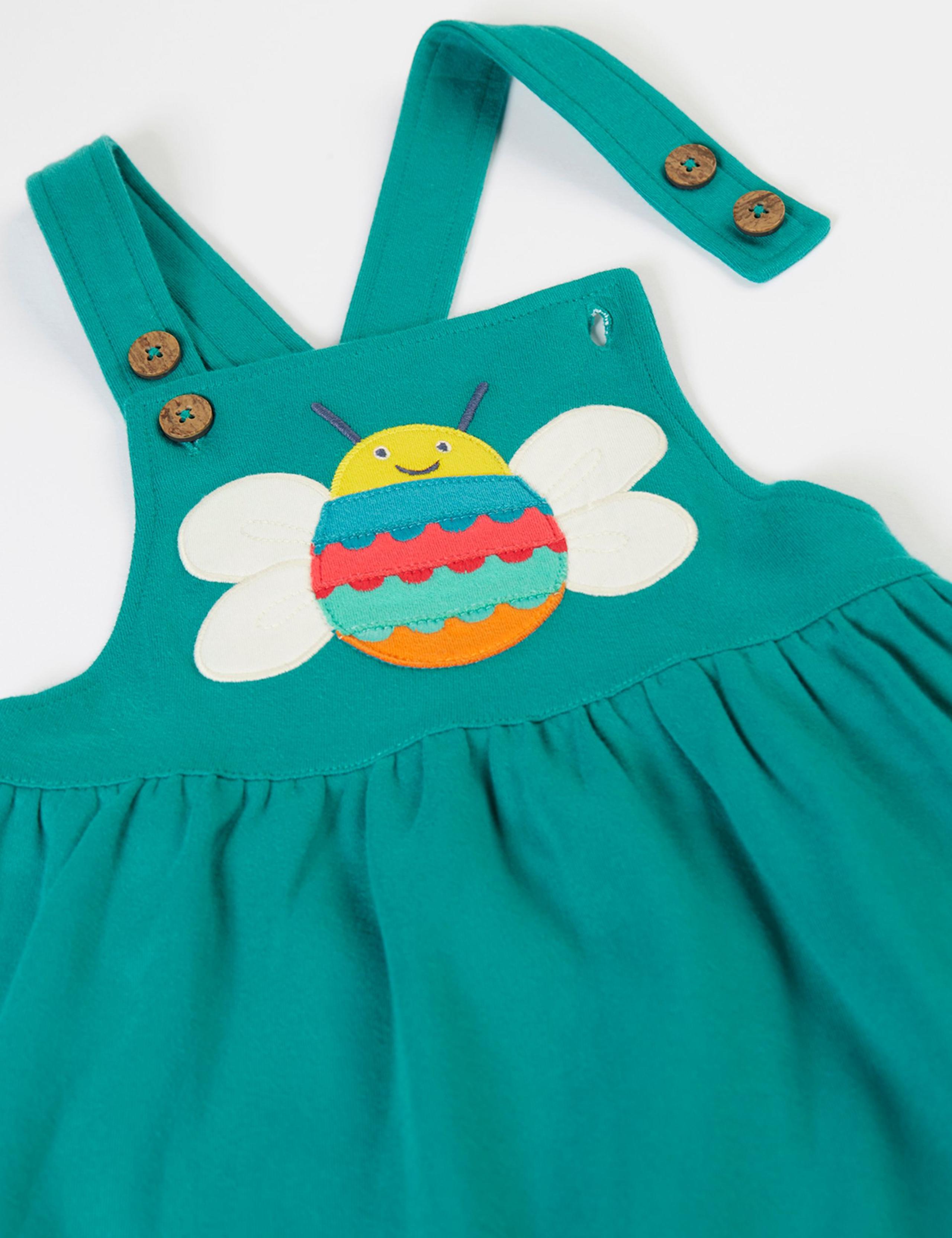 Pure Cotton Bee Applique Pinafore Dress (3 Months-8 Years) 4 of 6