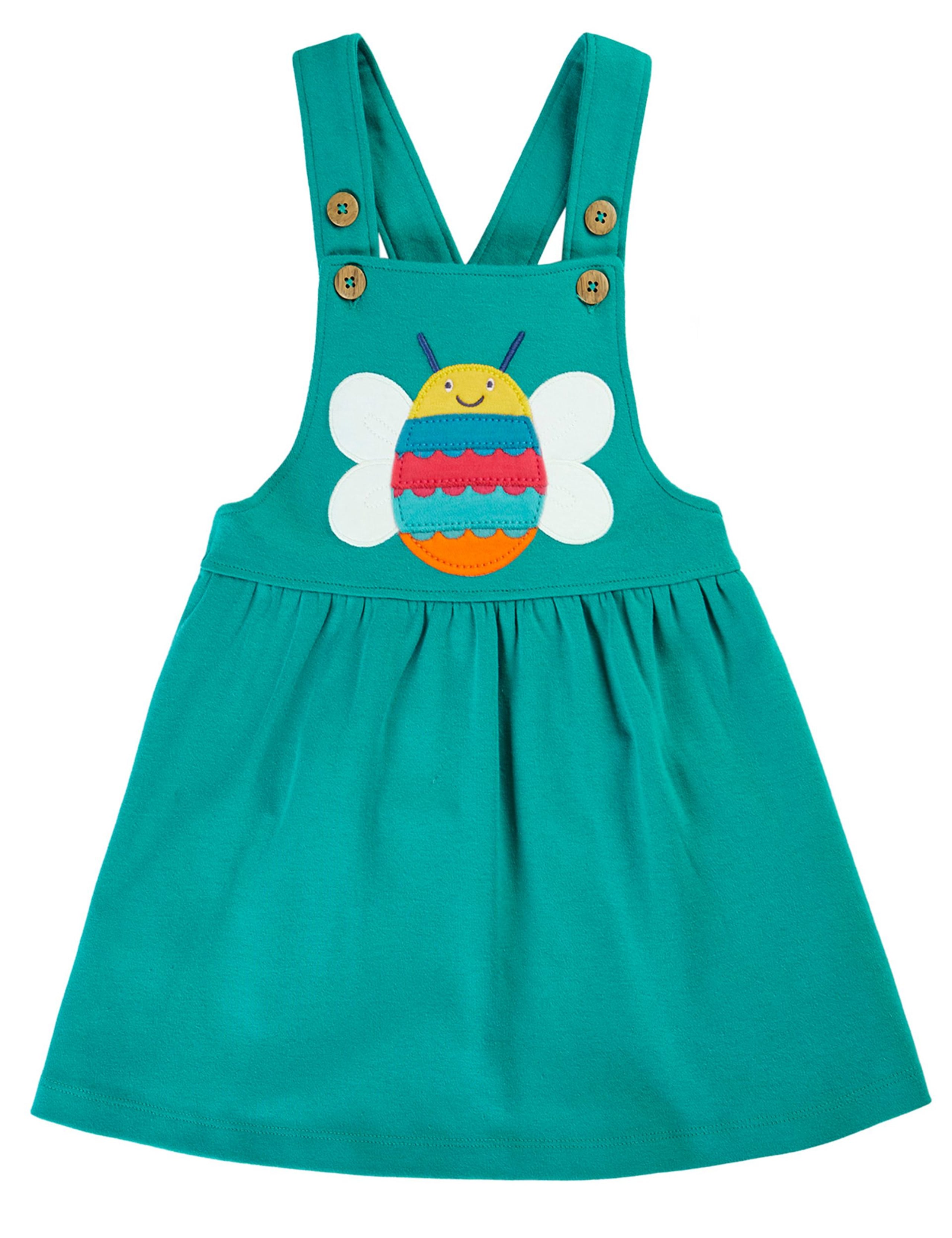 Pure Cotton Bee Applique Pinafore Dress (3 Mths-8 Yrs) 2 of 6
