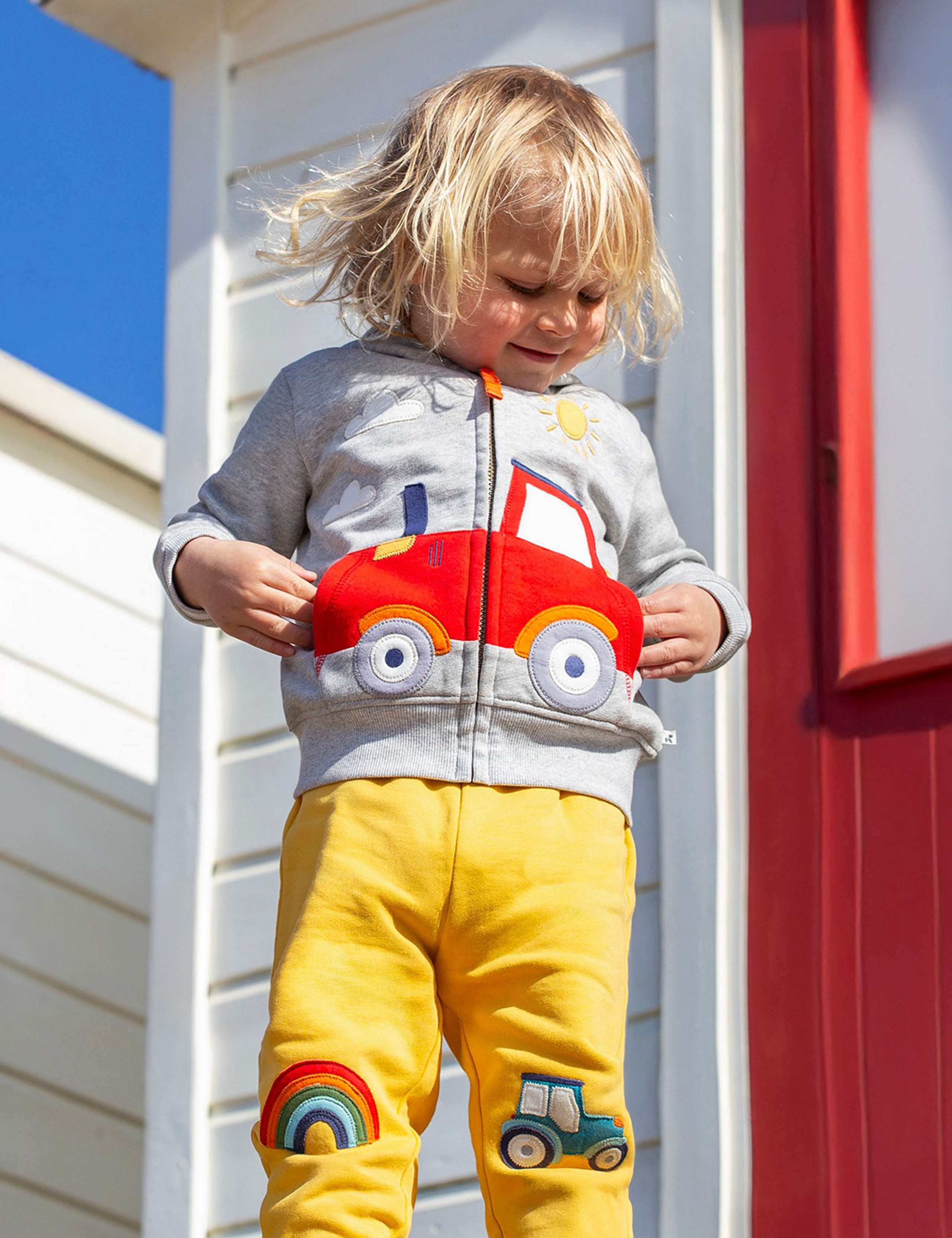 Pure Cotton Tractor Appliqué Zip Hoodie (3 Months-8 Years) 1 of 4