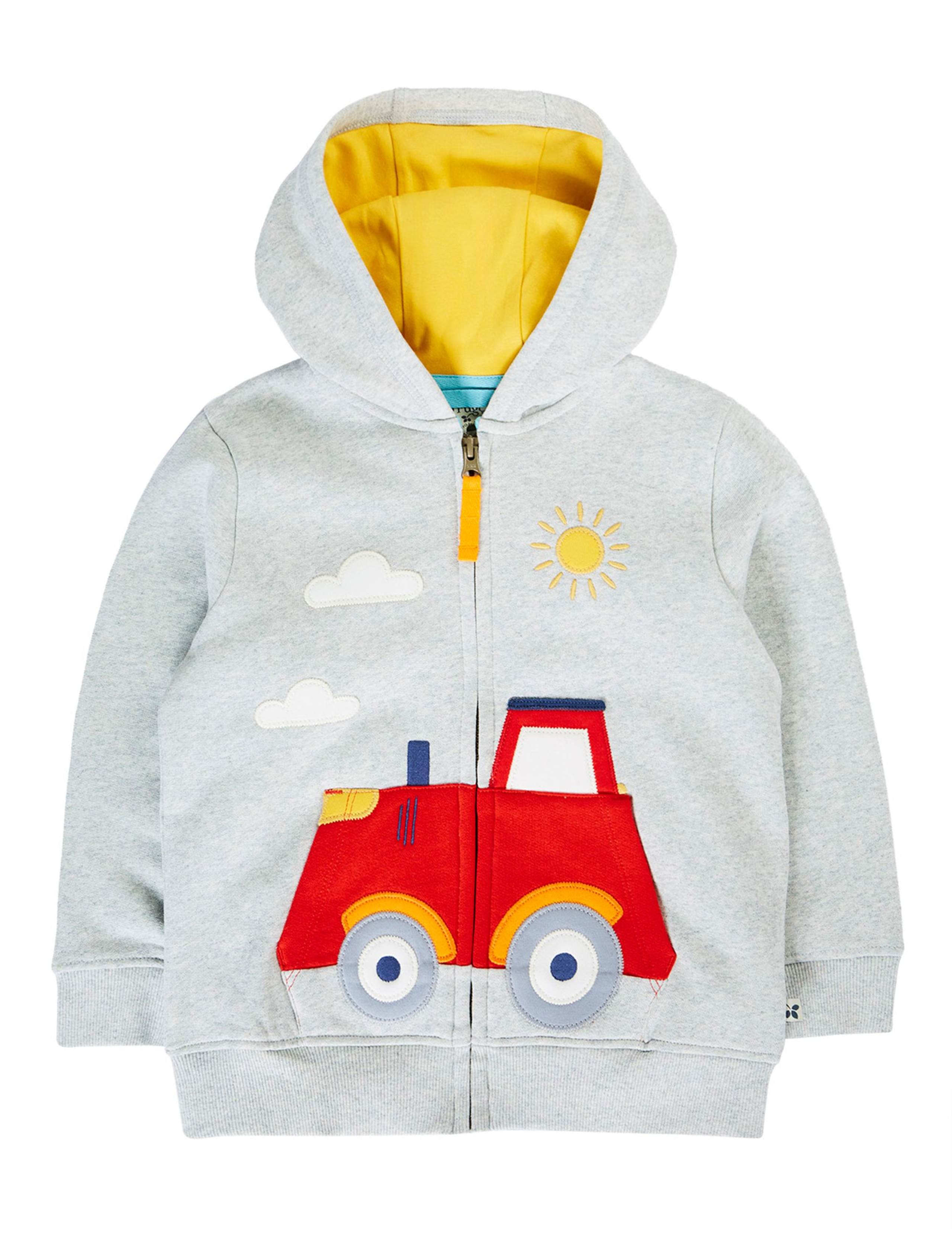Pure Cotton Tractor Appliqué Zip Hoodie (3 Mths-8 Yrs) 2 of 4
