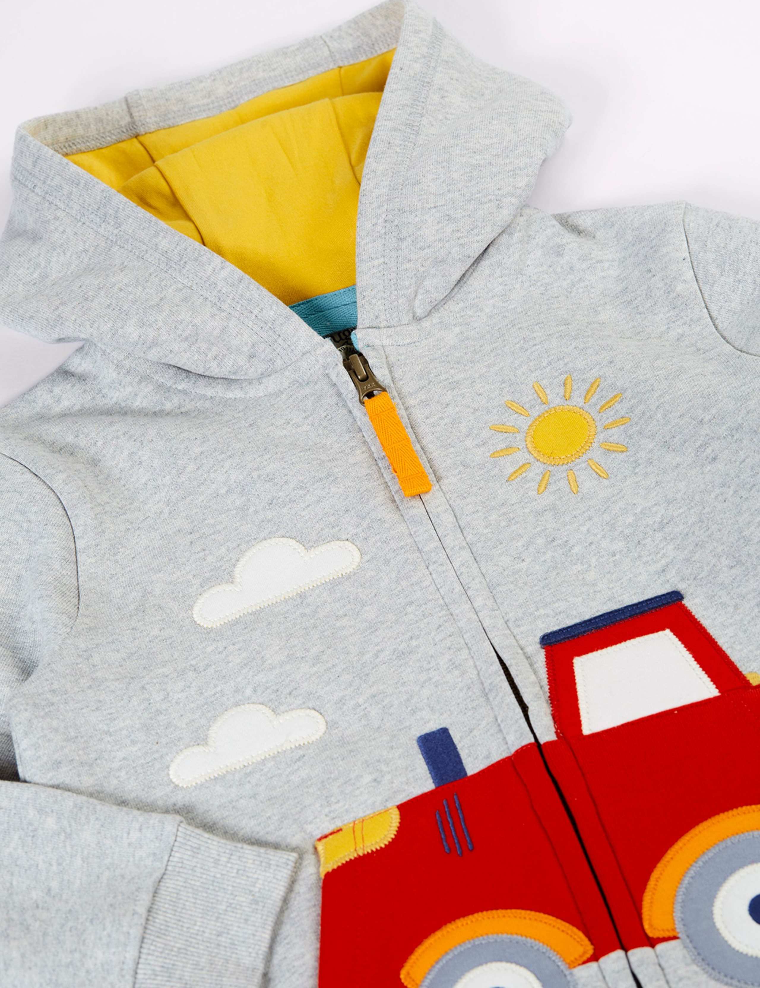Pure Cotton Tractor Appliqué Zip Hoodie (3 Mths-8 Yrs) 3 of 4