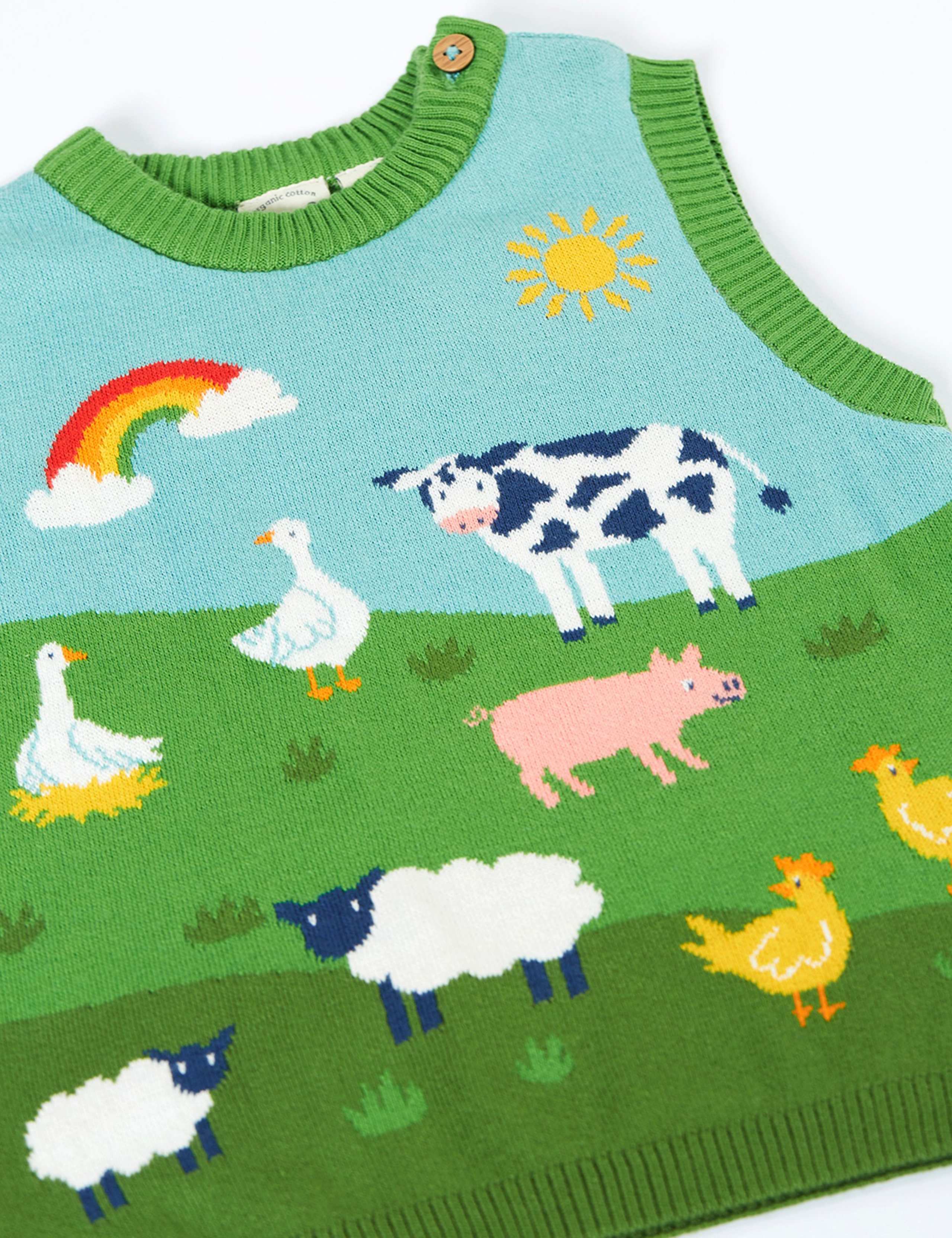 Pure Cotton Farmyard Knitted Vest (3 Months-5 Years) 2 of 5
