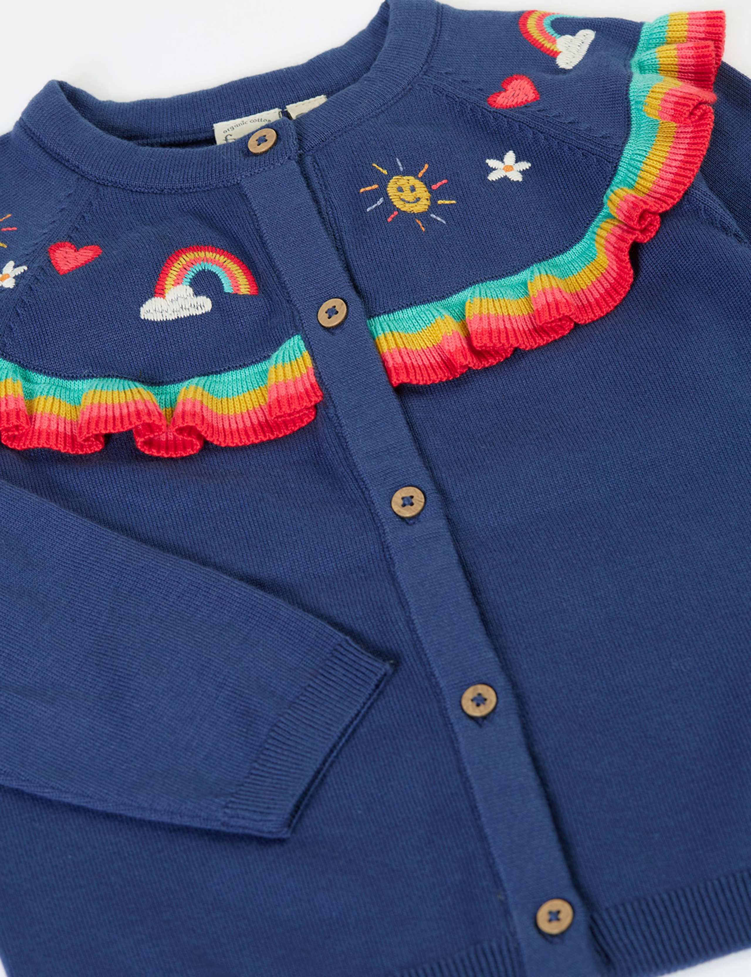 Pure Cotton Rainbow Ruffle Cardigan (1-12 Years) 3 of 4