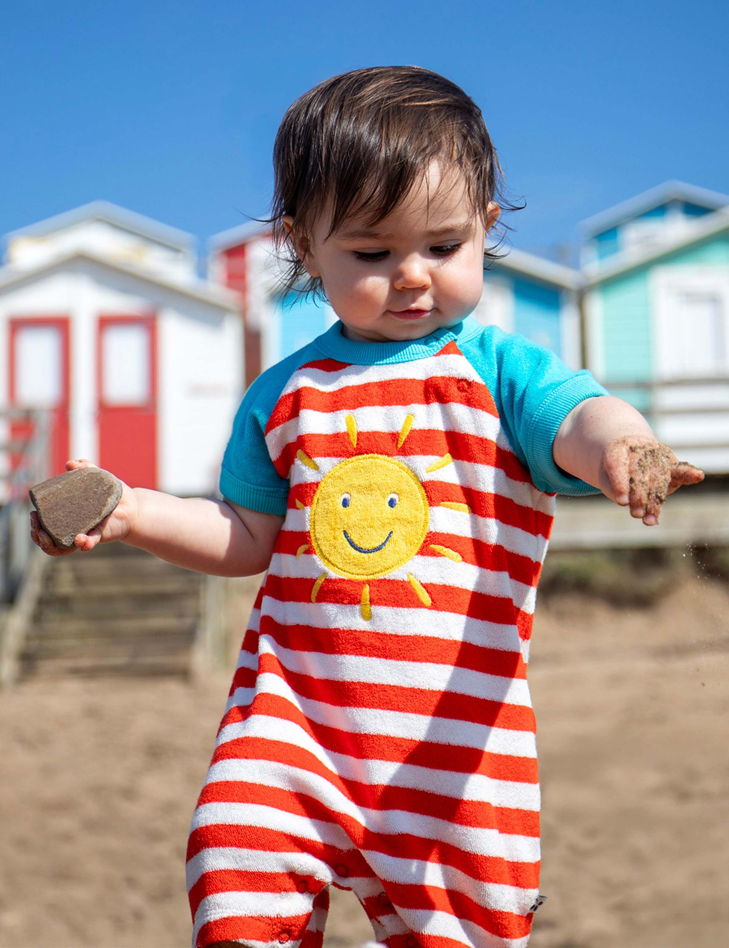 Pure Cotton Striped Sun Romper (0-24 Months) 2 of 4
