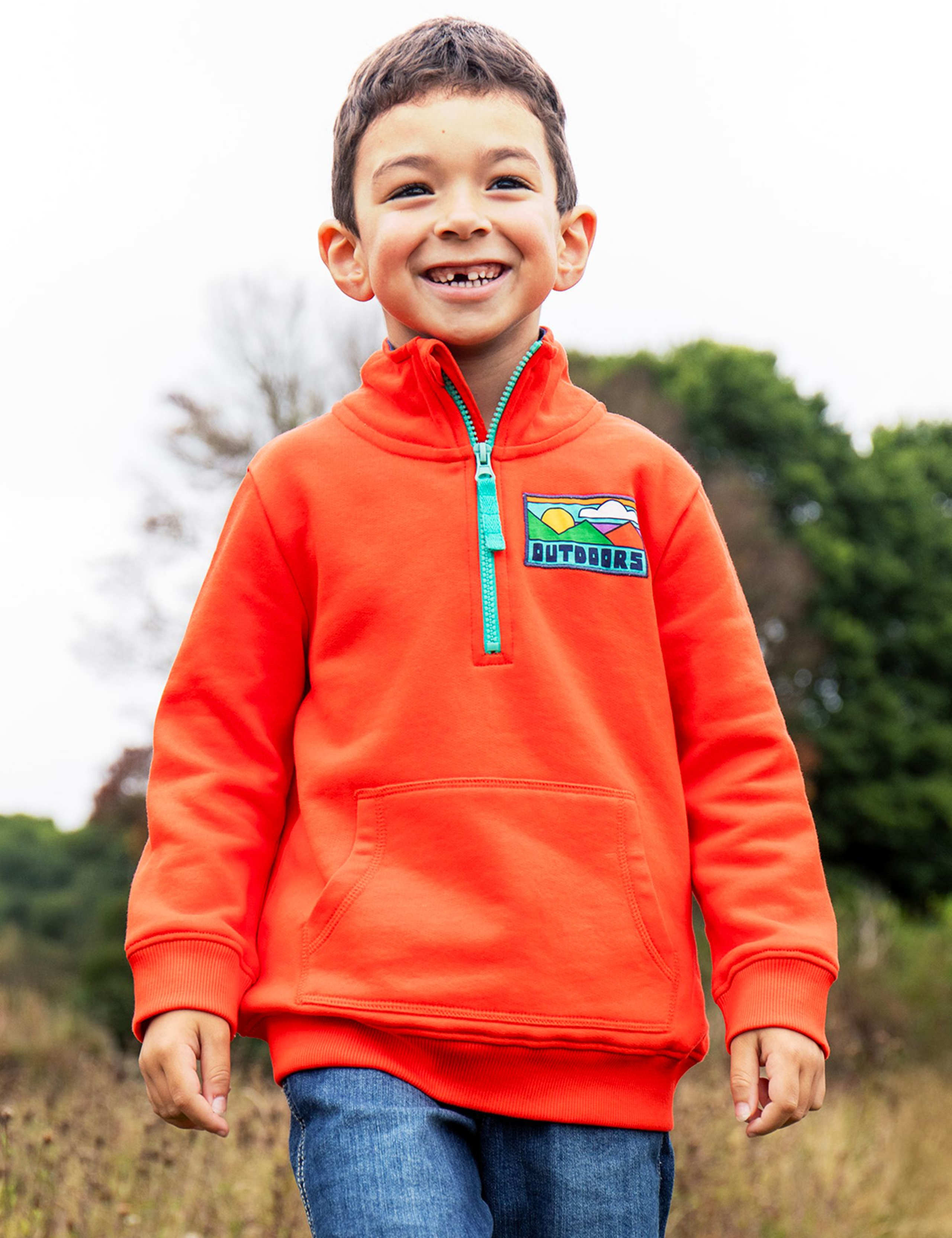 Pure Cotton Graphic Half Zip Sweatshirt (1-10 Yrs) 1 of 6