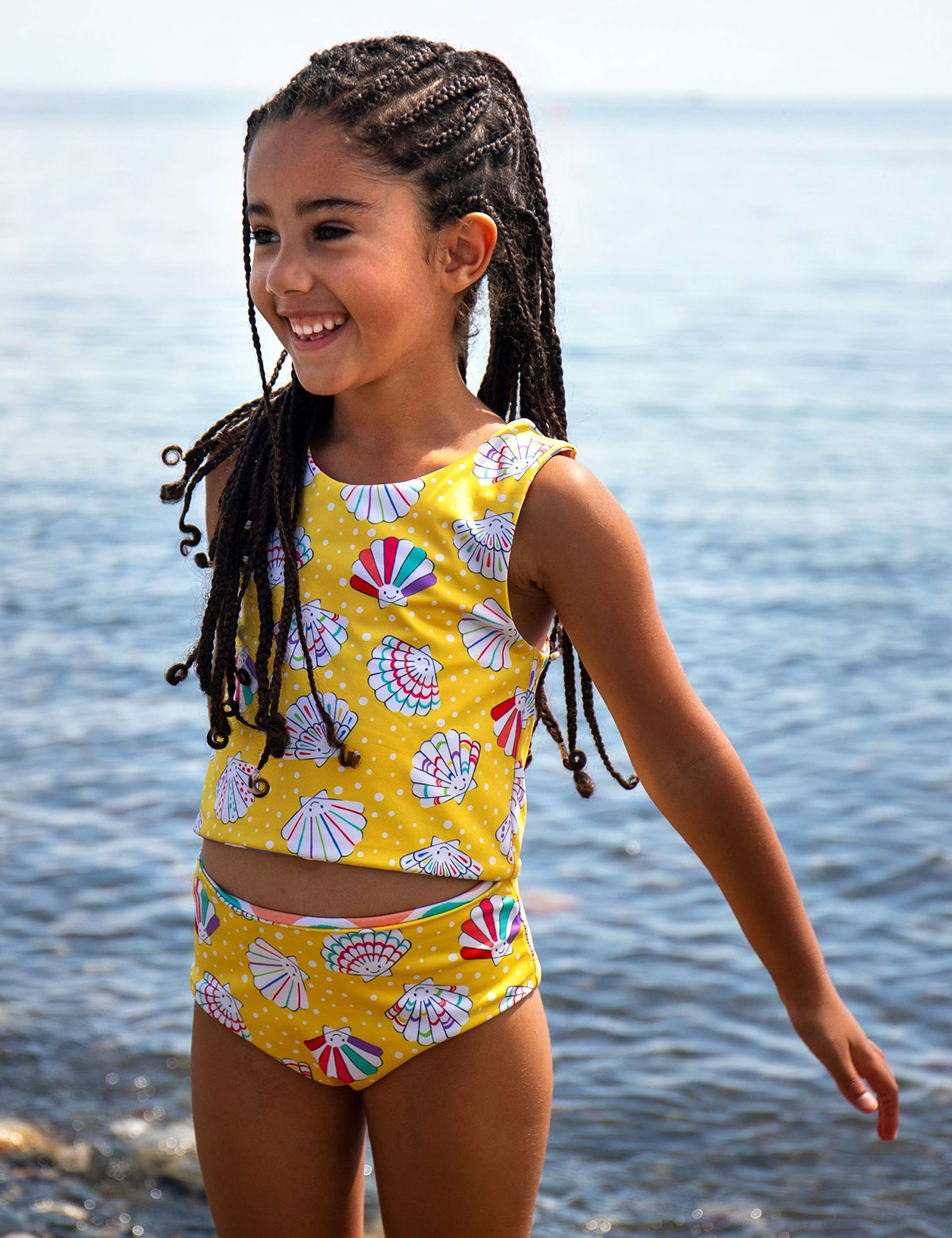 Reversible Shell & Striped Tankini (3-10 Yrs) 1 of 6