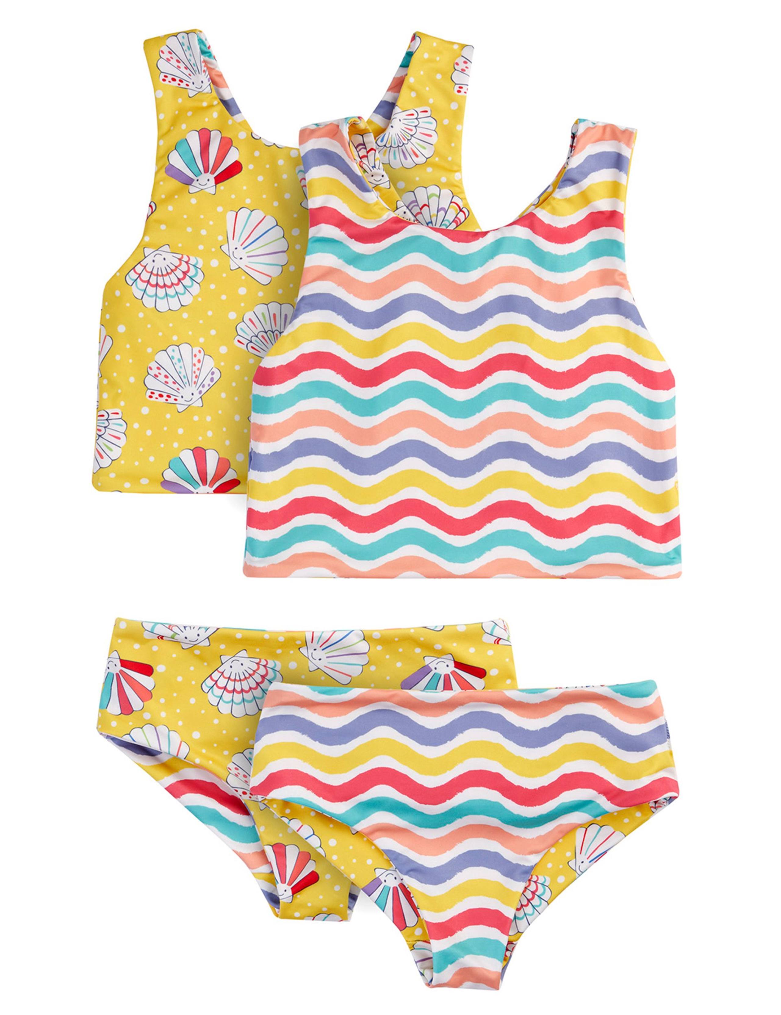 Reversible Shell & Striped Tankini (3-10 Yrs) 2 of 6