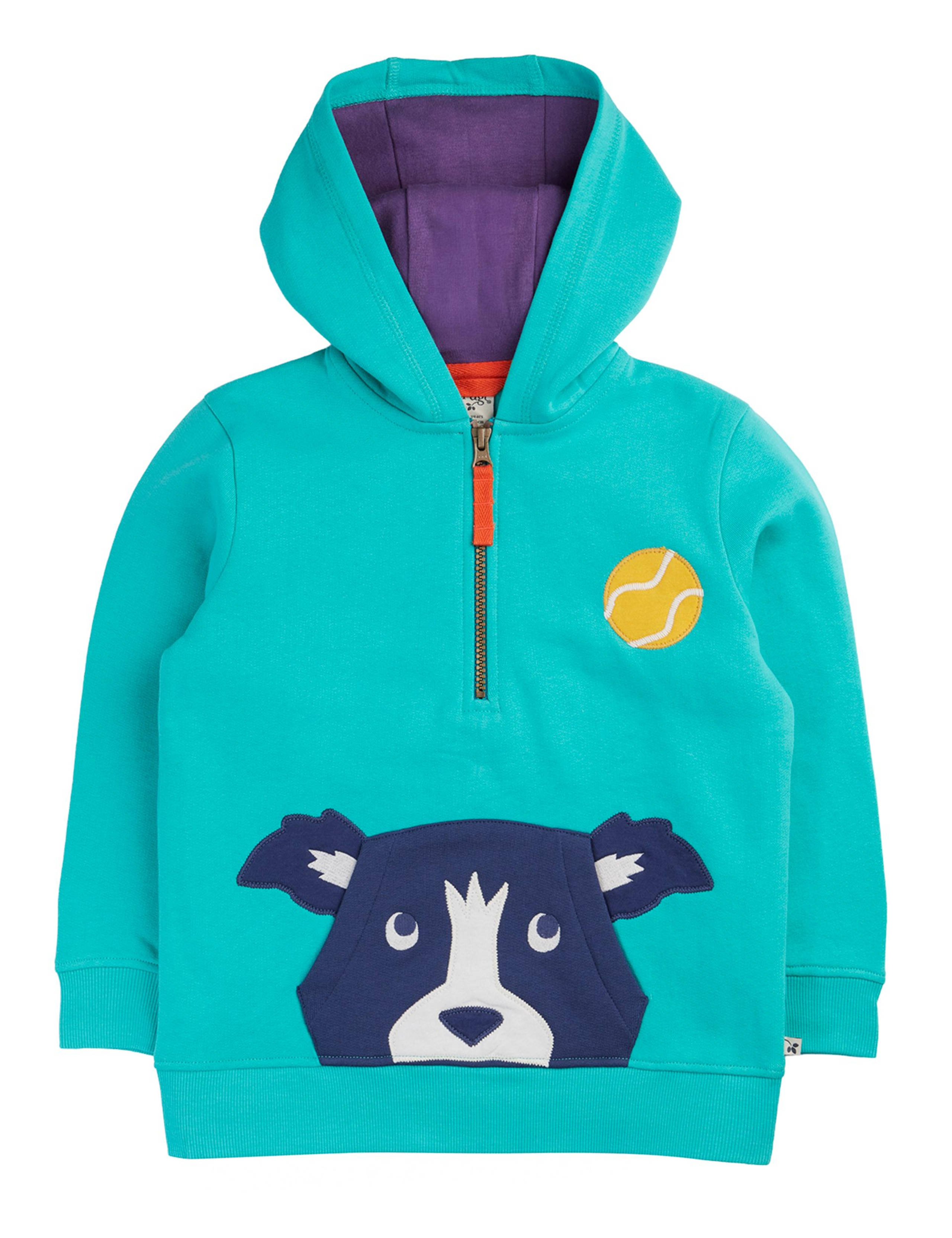 Pure Cotton Dog Applique Half Zip Hoodie (1-10 Yrs) 1 of 4