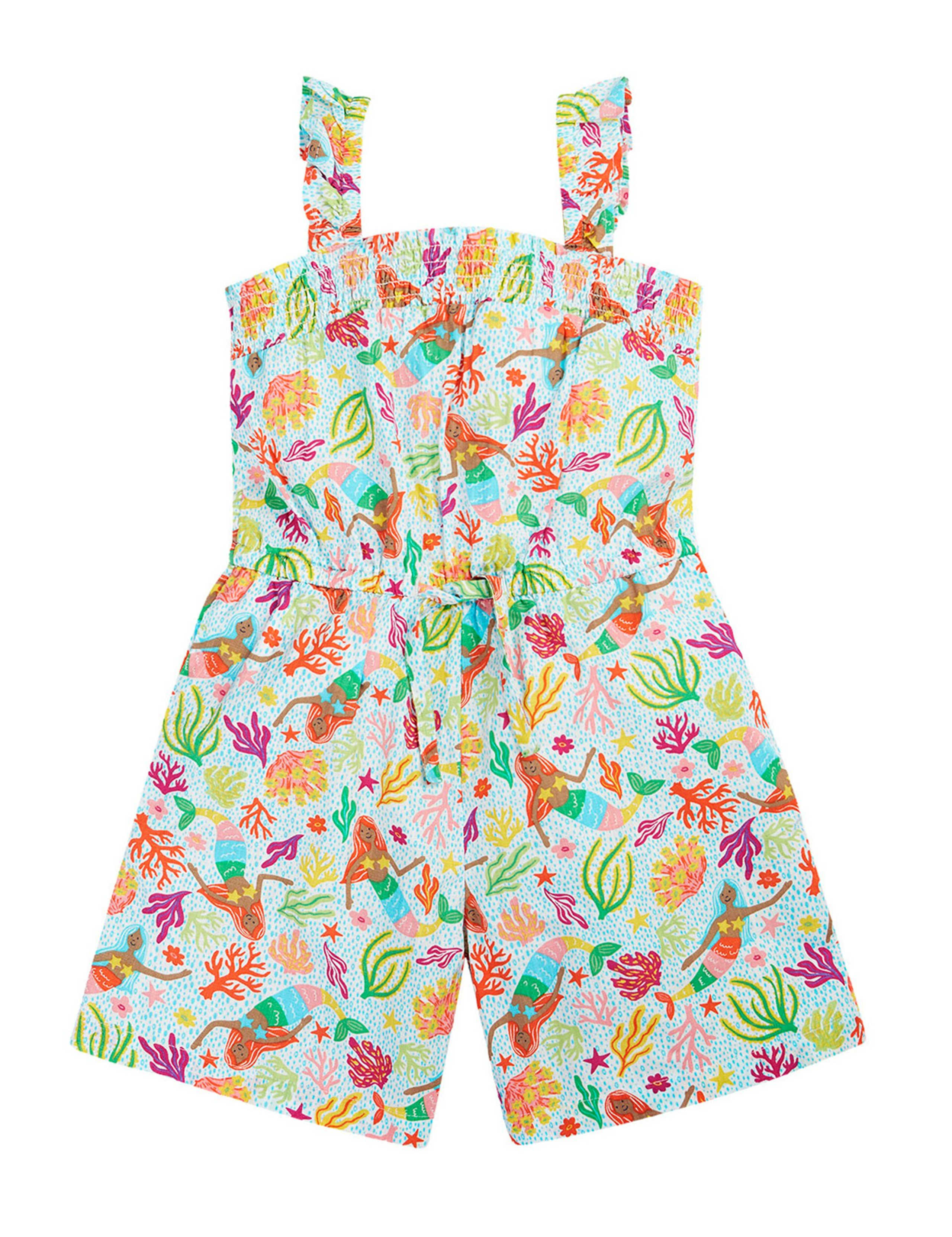 Pure Cotton Mermaid Strappy Playsuit (2-10 Yrs) 1 of 5