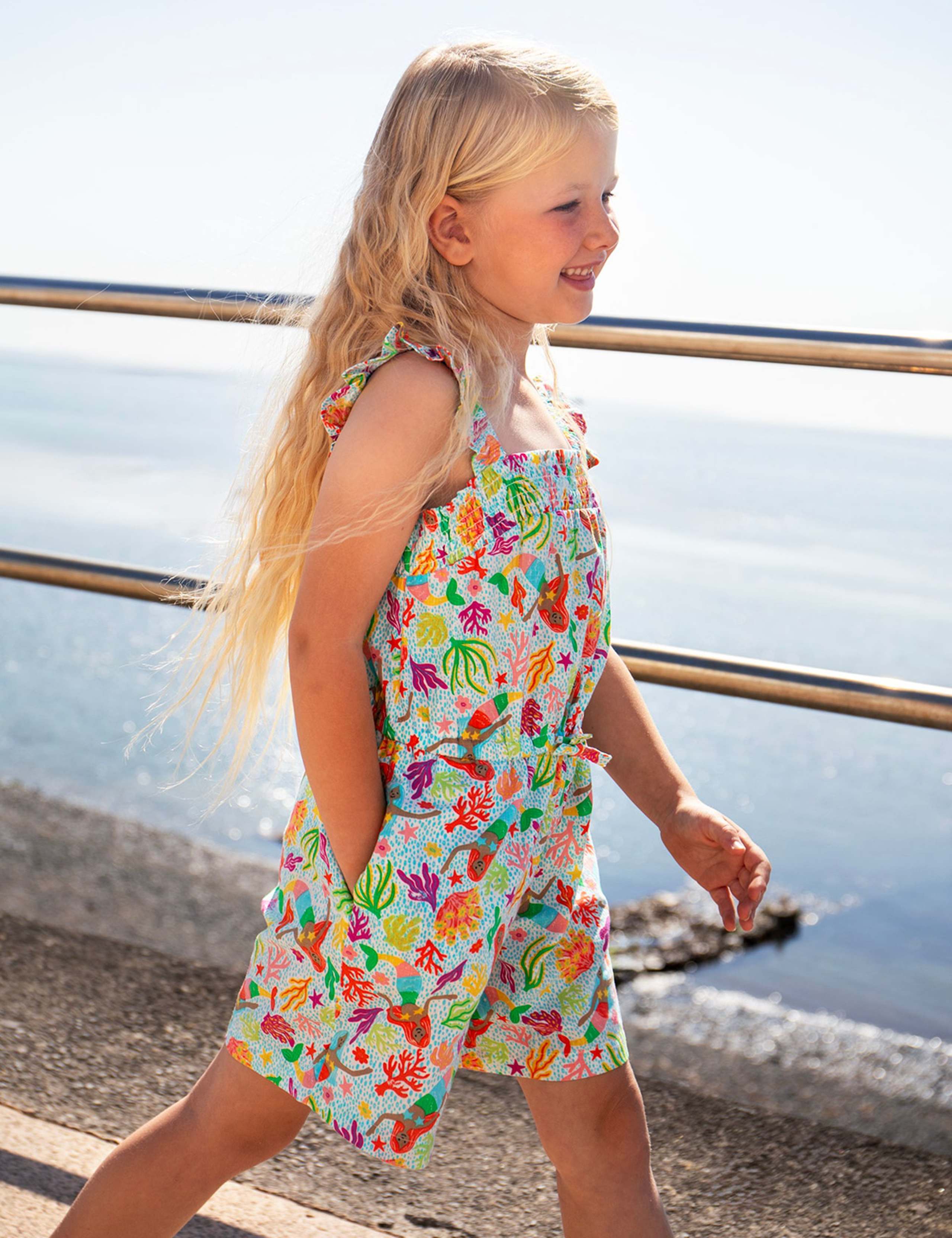 Pure Cotton Mermaid Strappy Playsuit (2-10 Yrs) 2 of 5
