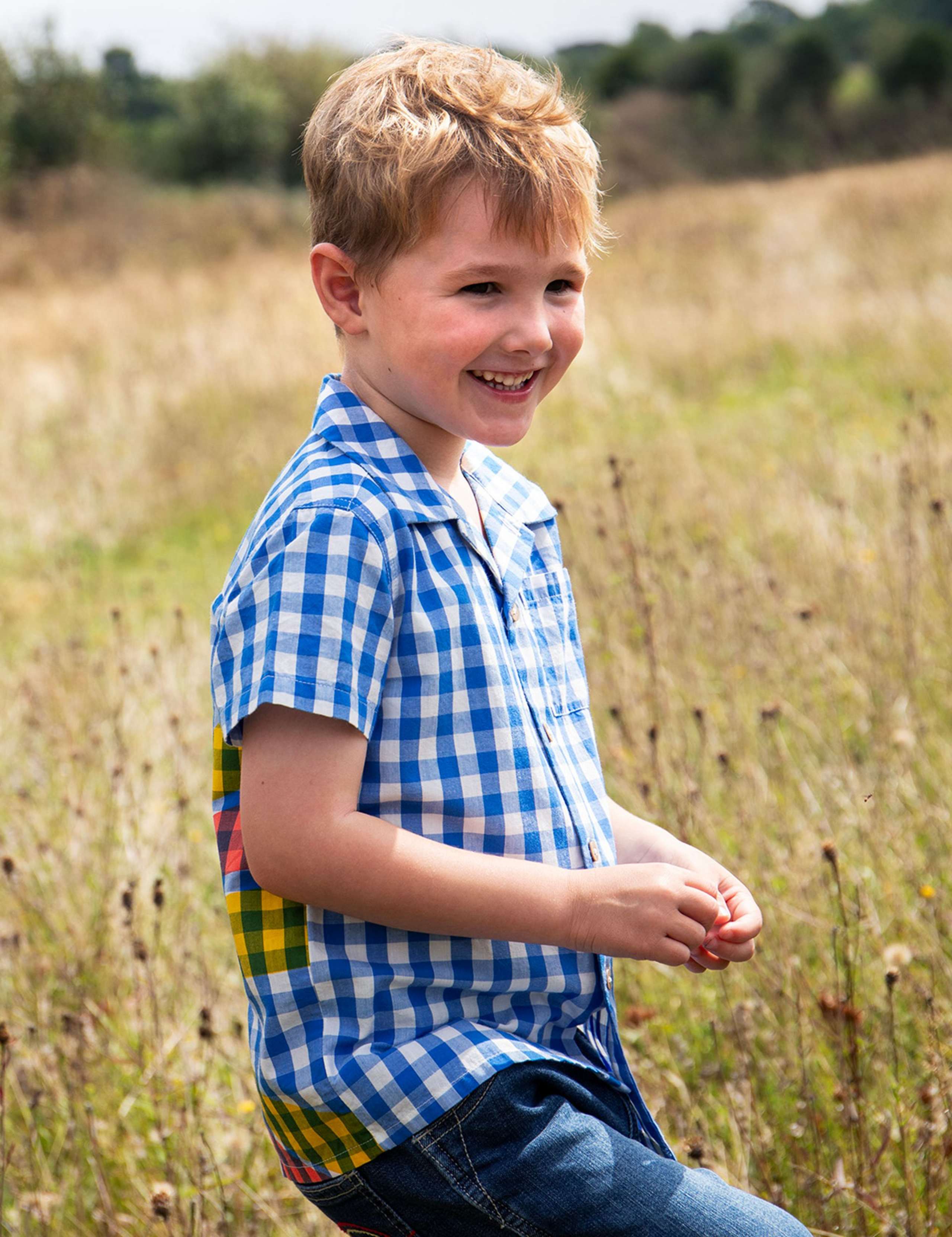 Pure Cotton Checked Sun Shirt (2-10 Yrs) 2 of 5