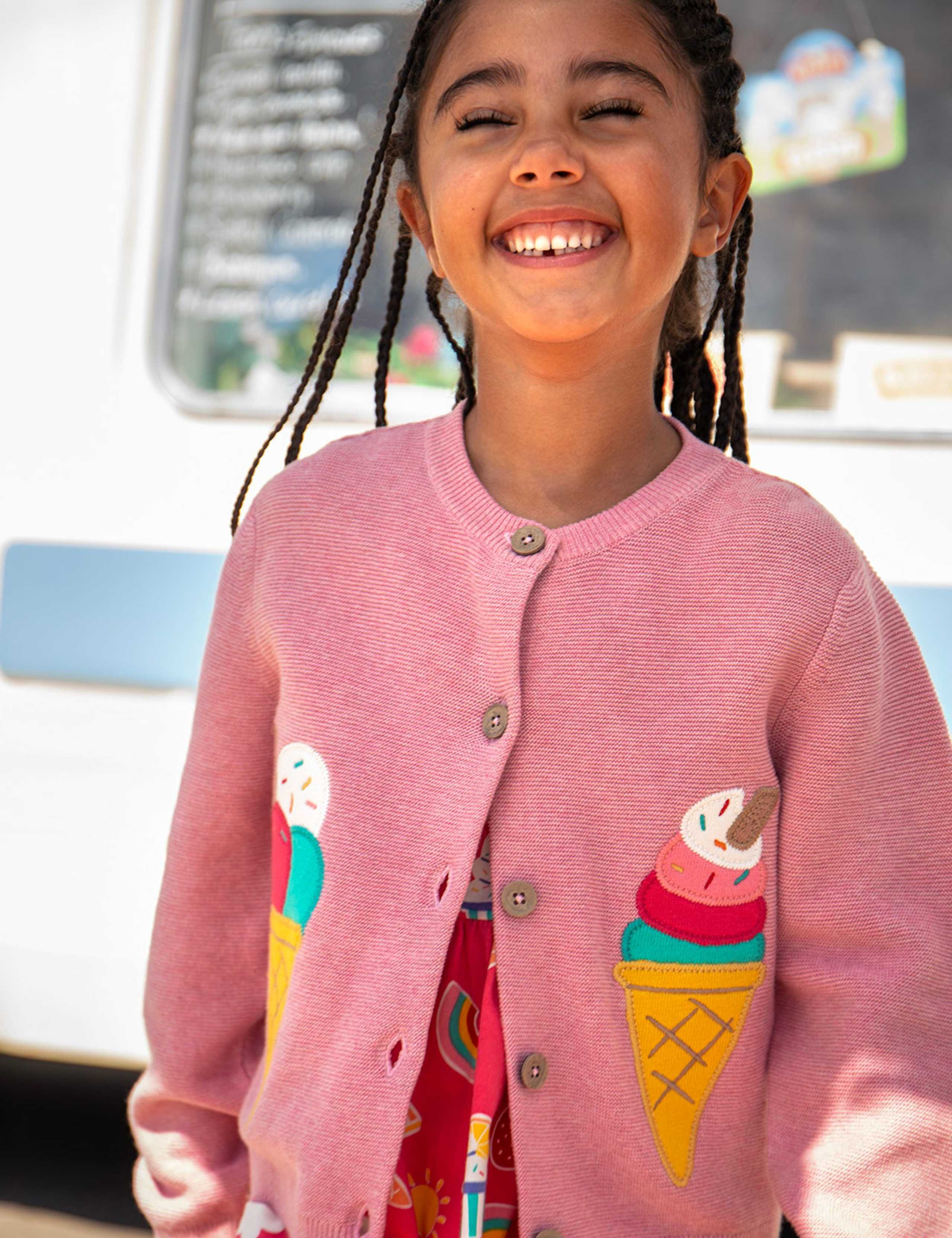 Pure Cotton Knitted Ice Cream Cardigan (1-10 Years) 2 of 4