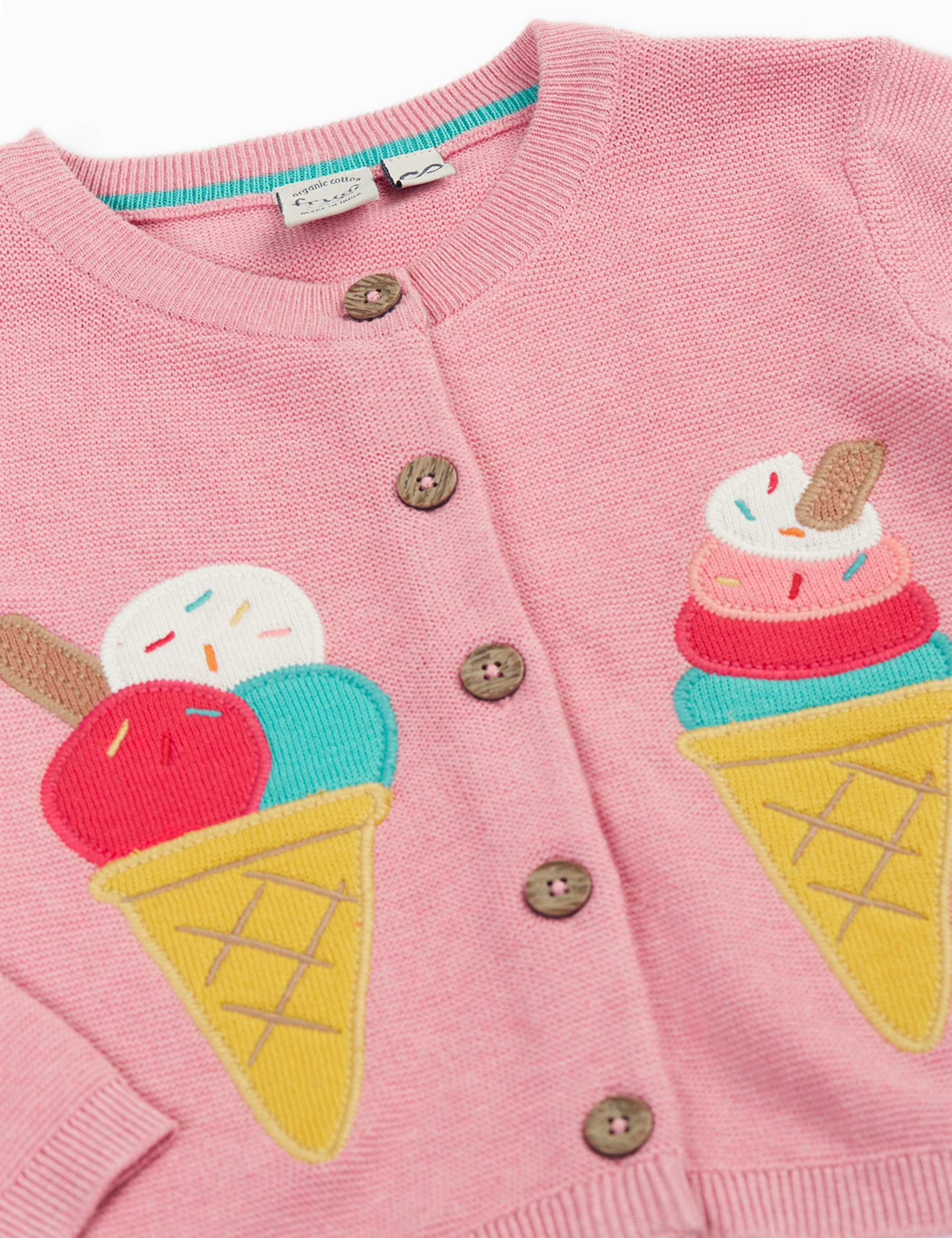 Pure Cotton Knitted Ice Cream Cardigan (1-10 Years) 3 of 4