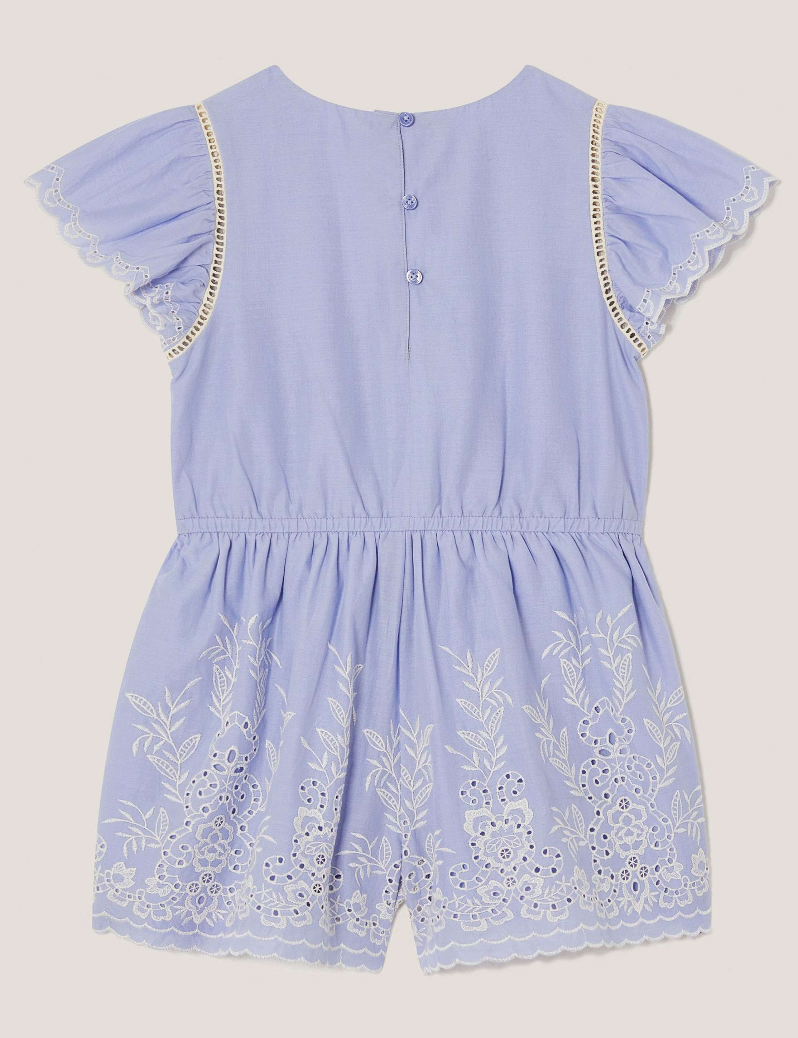 Pure Cotton Embroidered Frill Playsuit (4-15 Yrs) 2 of 3