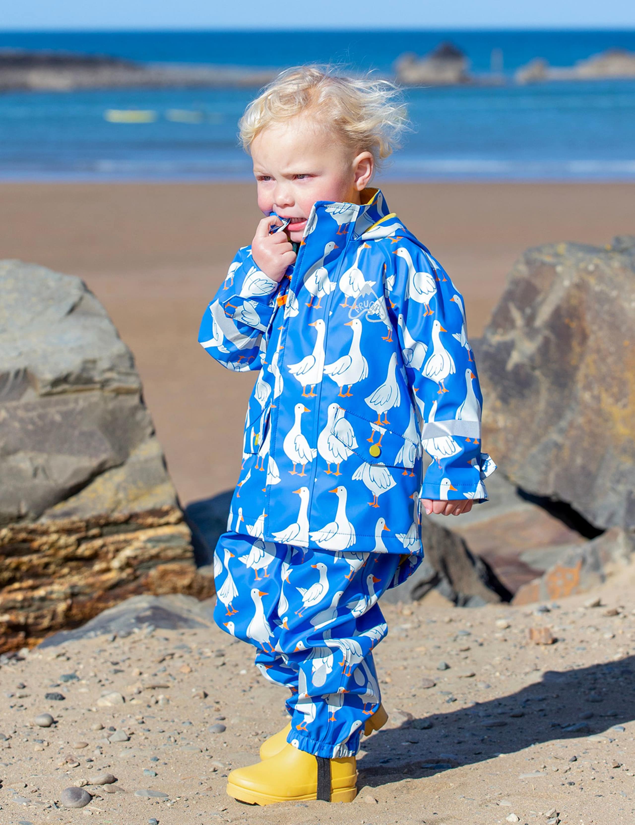 Duck Print Hooded Fleece Lined Raincoat (1-10 Yrs) 1 of 6