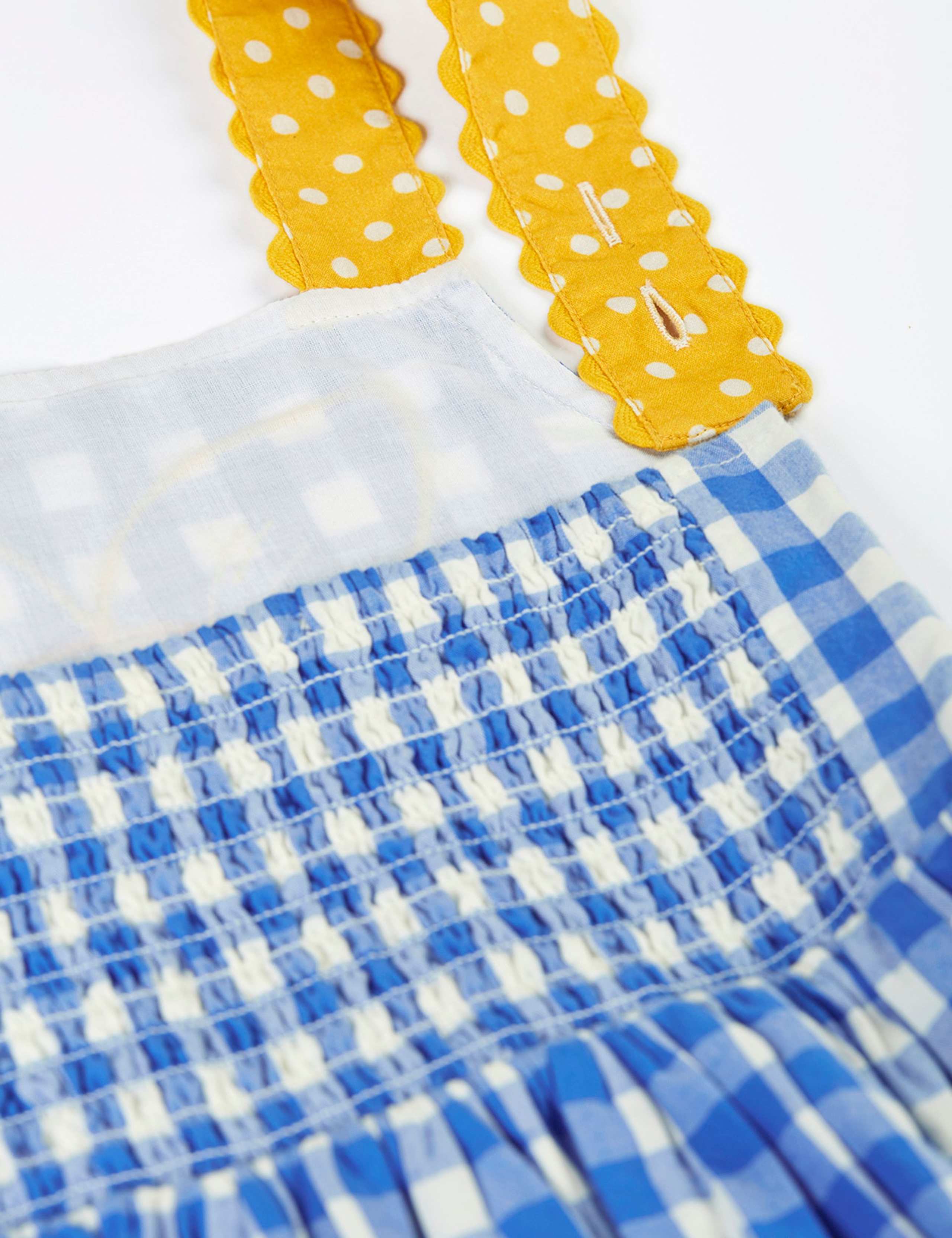 Pure Cotton Checked Sunflower Dress (1-10 Yrs) 4 of 7
