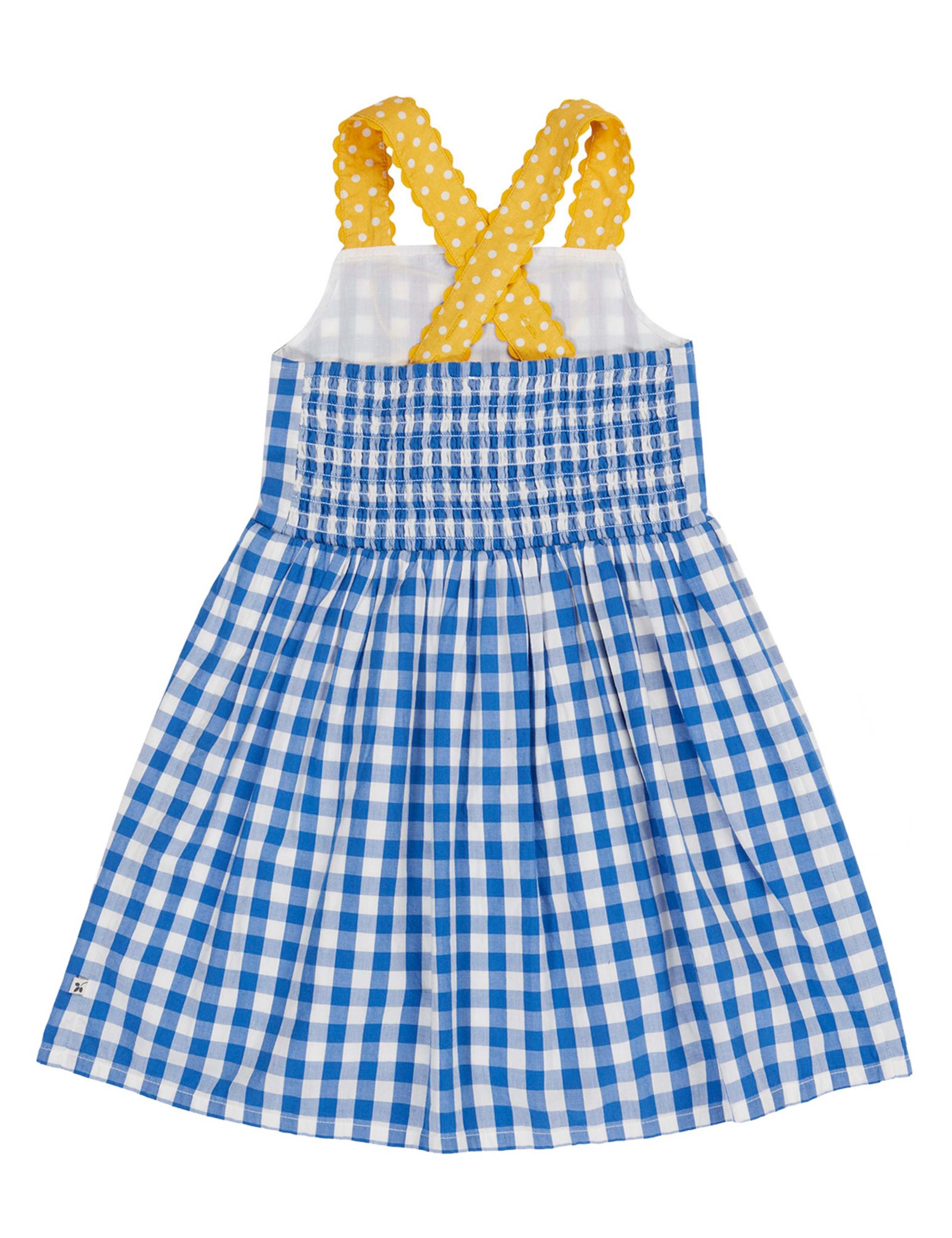 Pure Cotton Checked Sunflower Dress (1-10 Yrs) 6 of 7