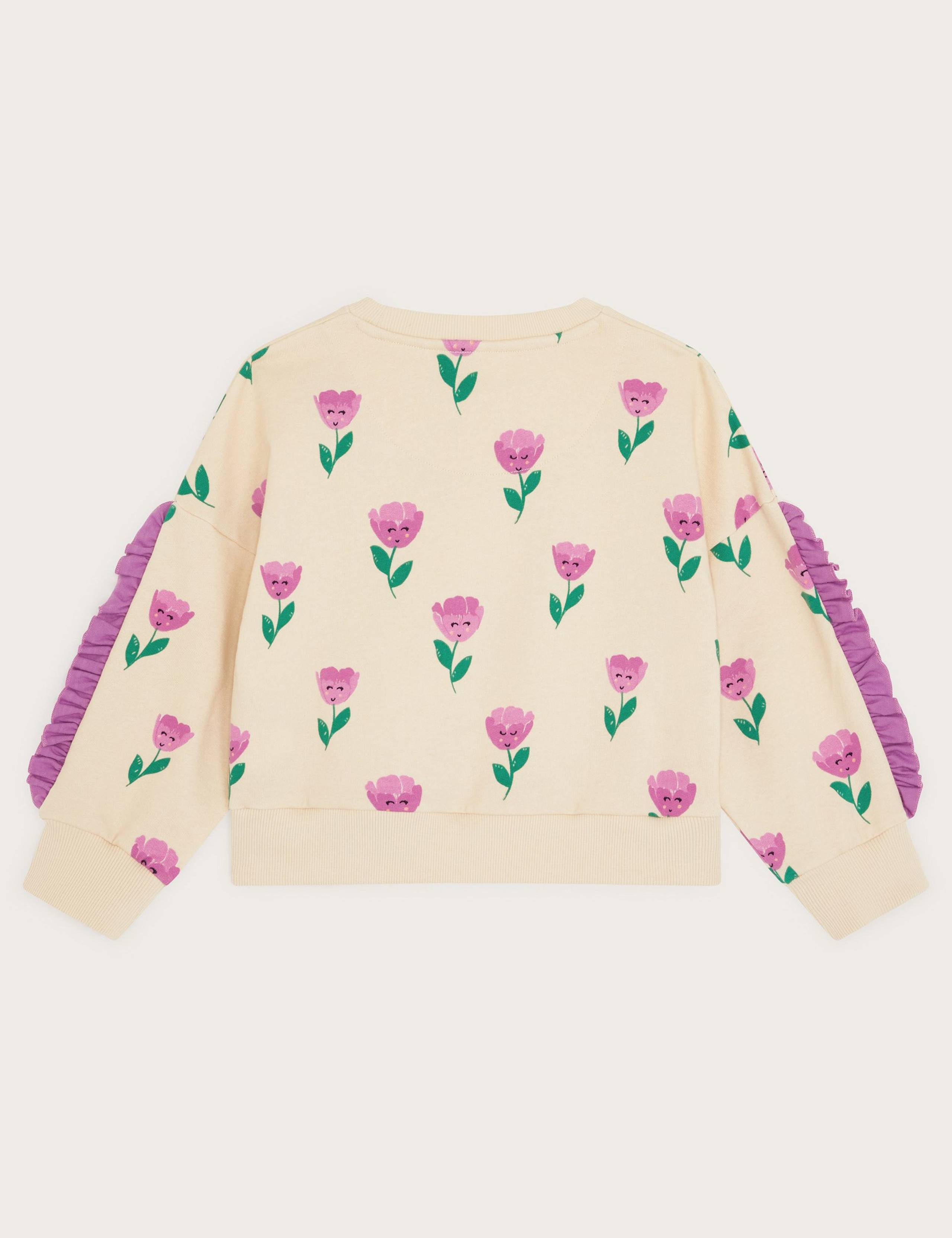 Pure Cotton Floral Frill Sweatshirt (3-13 Yrs) 2 of 3